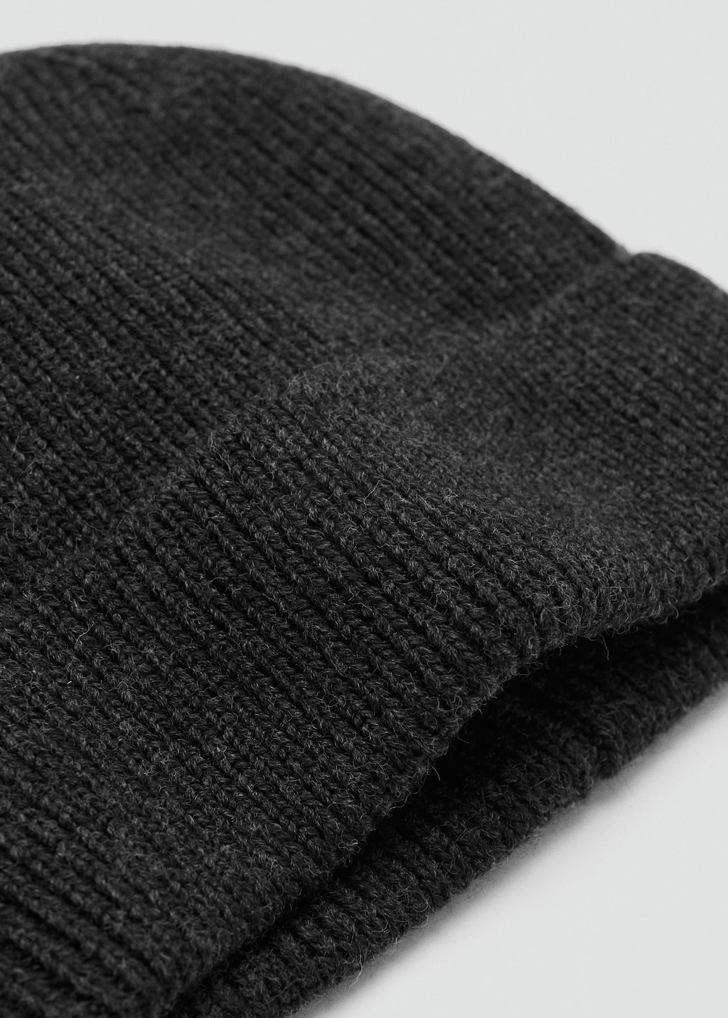 Mango Man Ribbed Wool Beanie Dark Heather Grey In Gray