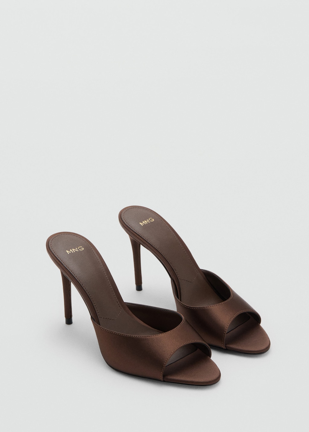 Mango Satin High-heeled Sandal Chocolate In Brown