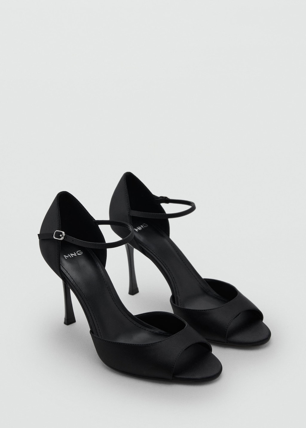 Mango Satin High-heeled Sandal Black
