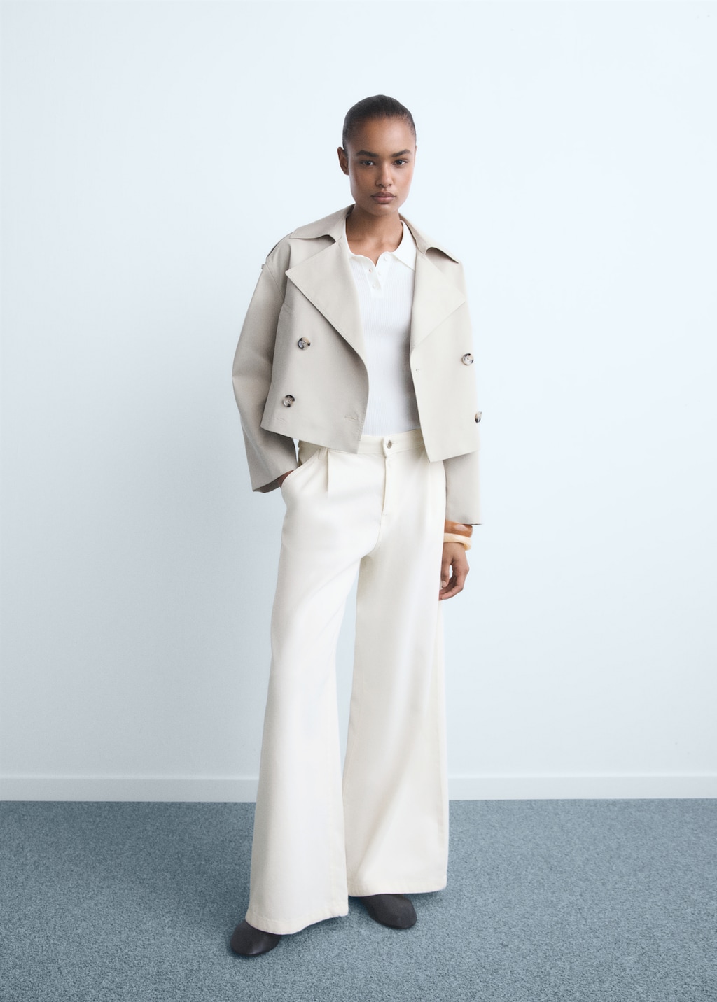 Mango Wide leg pleated jeans