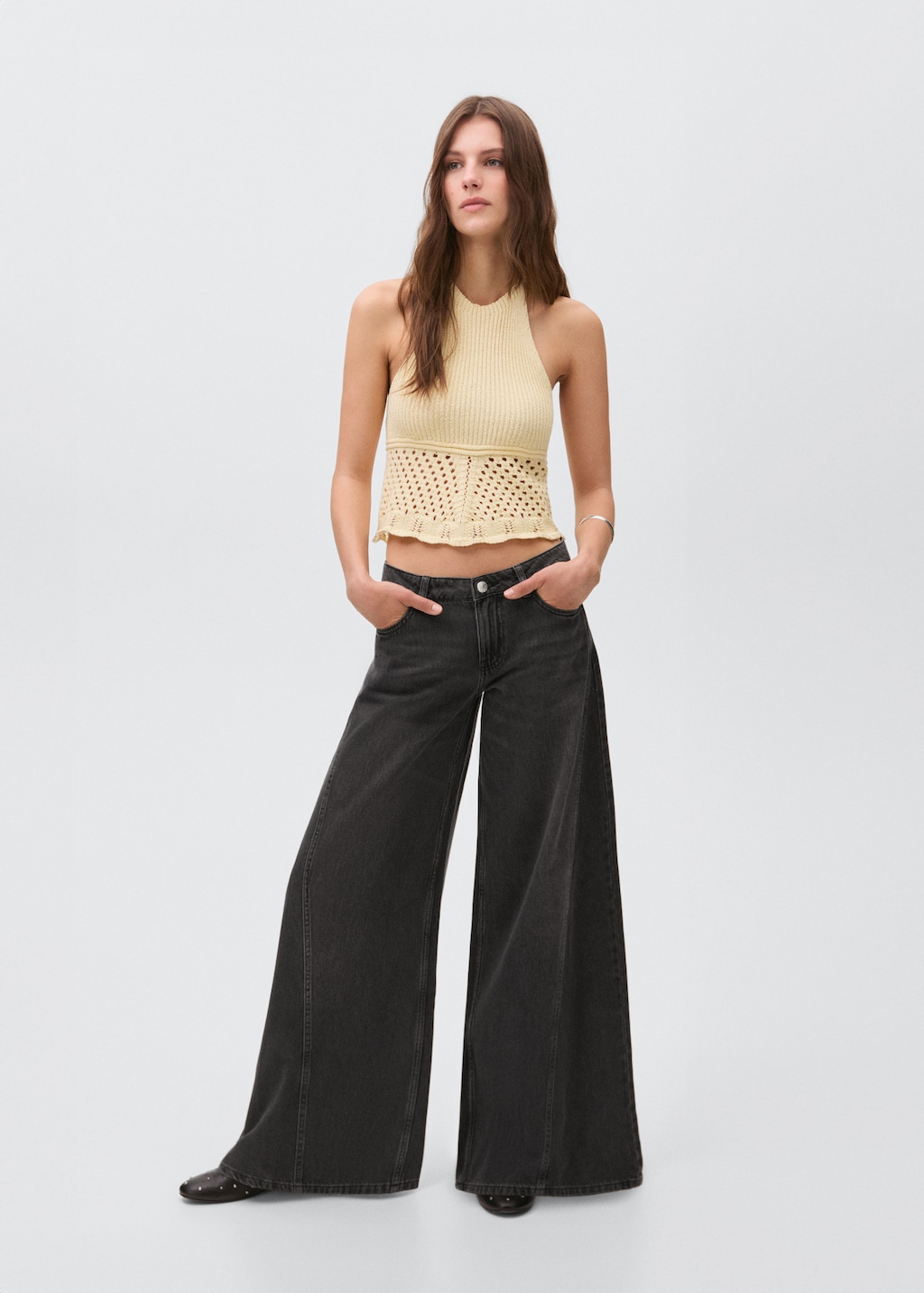 【新品】na.e ナエ　 Wide Loose Jeans S long SHEIN LUNE Plus Size Elastic Waist Wide Leg Jeans - Negative