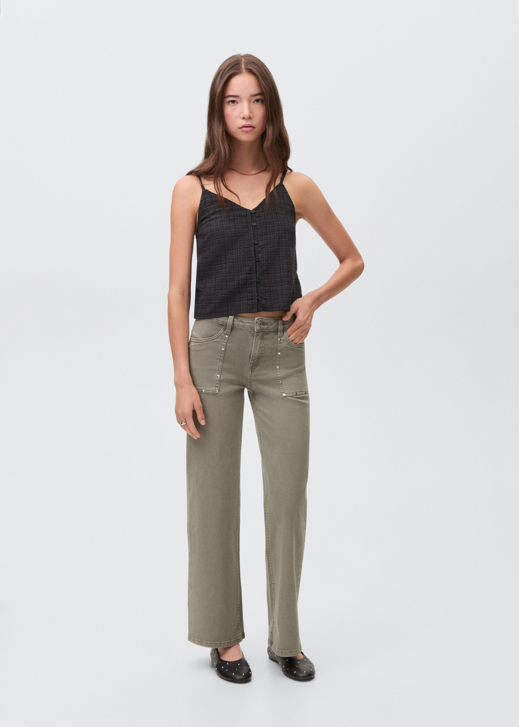 Studded culotte jeans - General plane