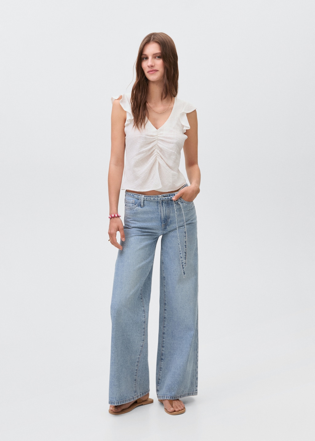 Wide leg jeans with loop
