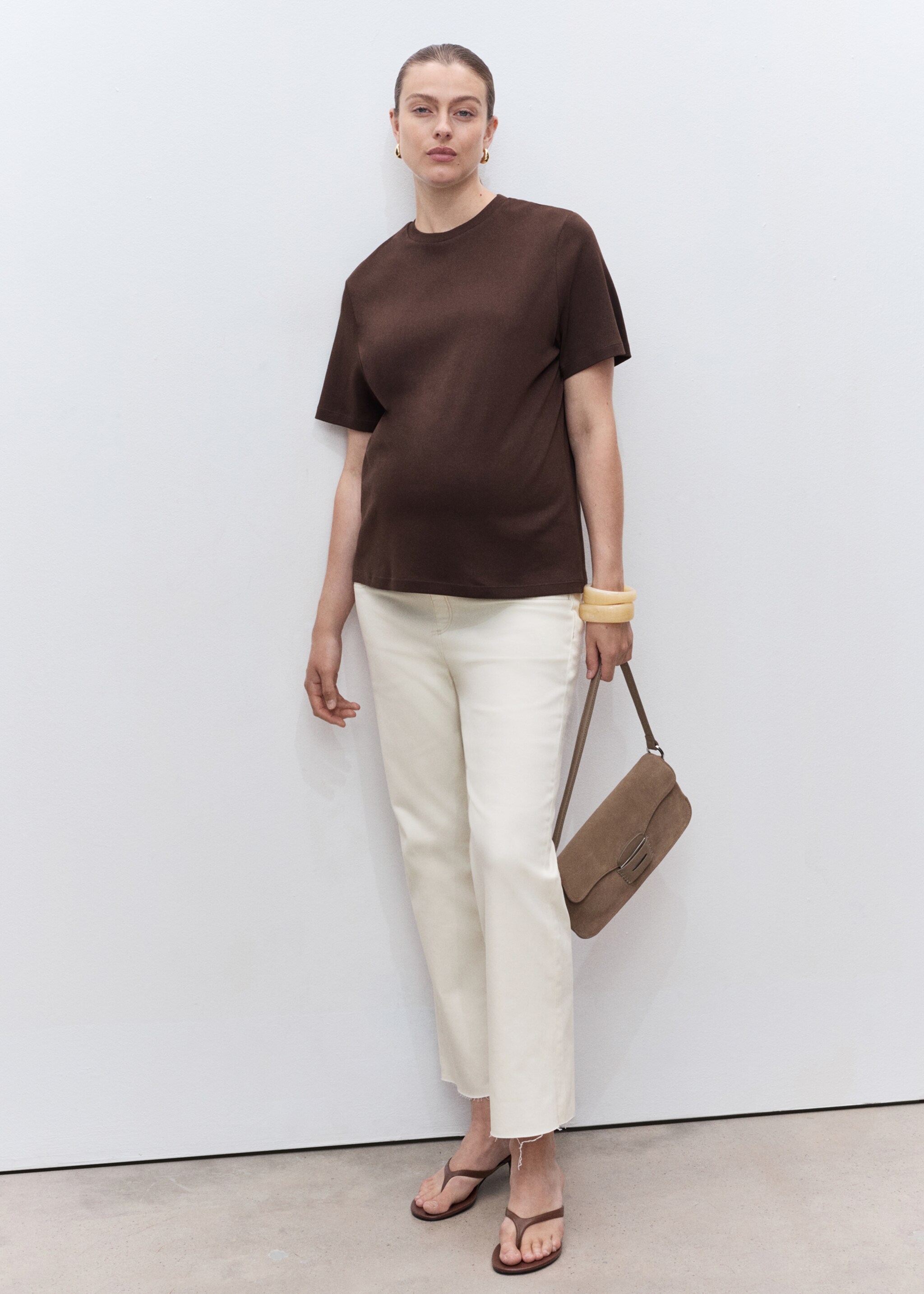 Maternity flared cropped jeans - General plane