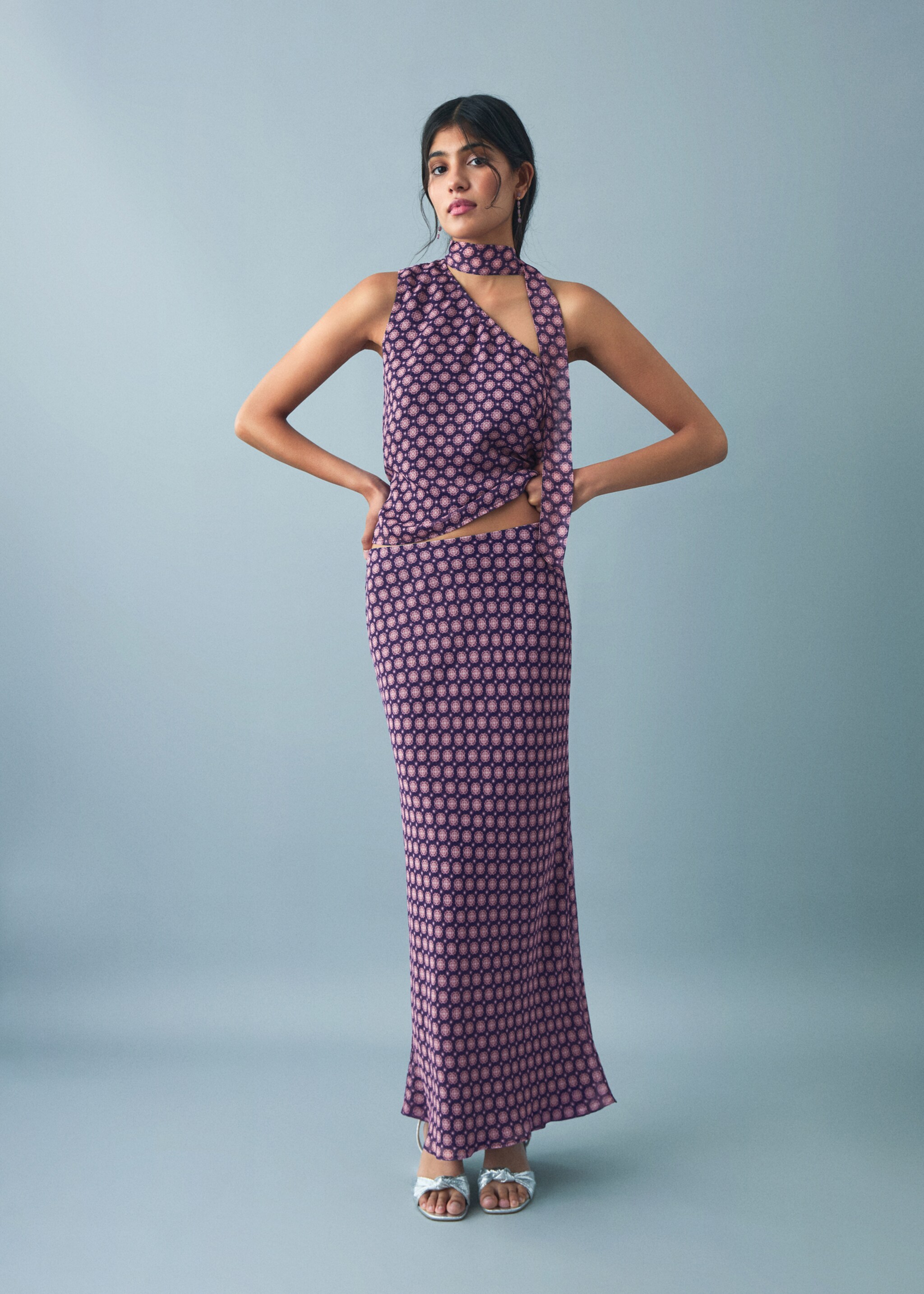 Flowy printed skirt - General plane