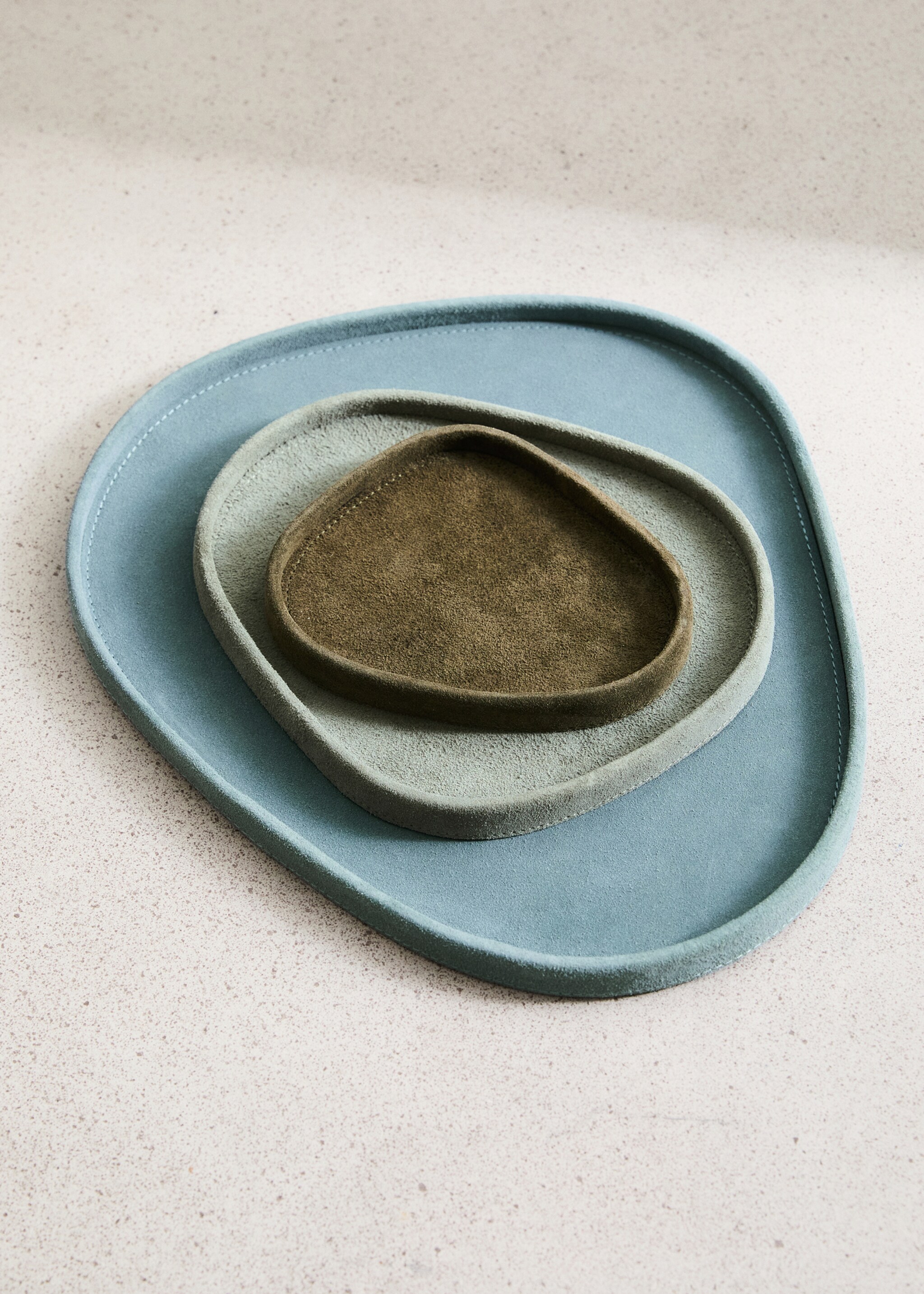 Large leather tray - General plane, Grey. Ref: 17001295-00.