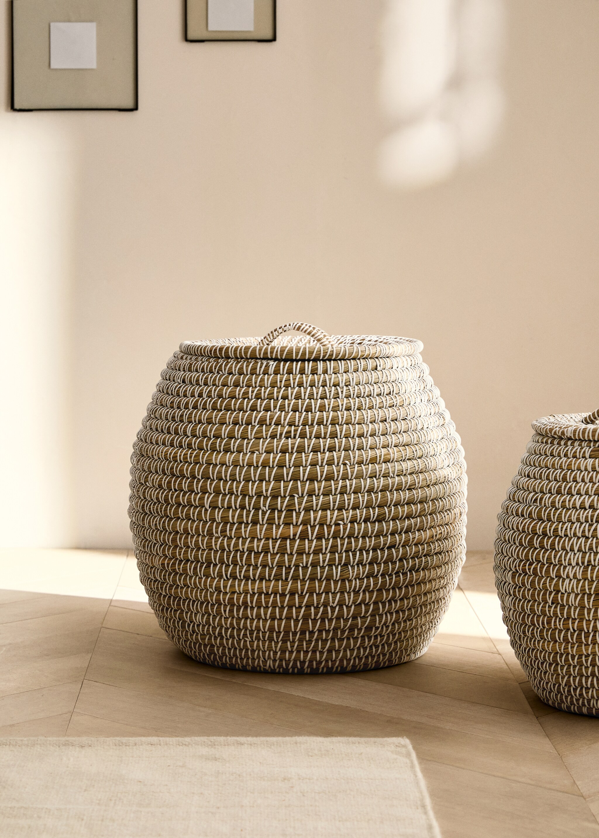 Grand panier ovale en fibres naturelles - Plan général