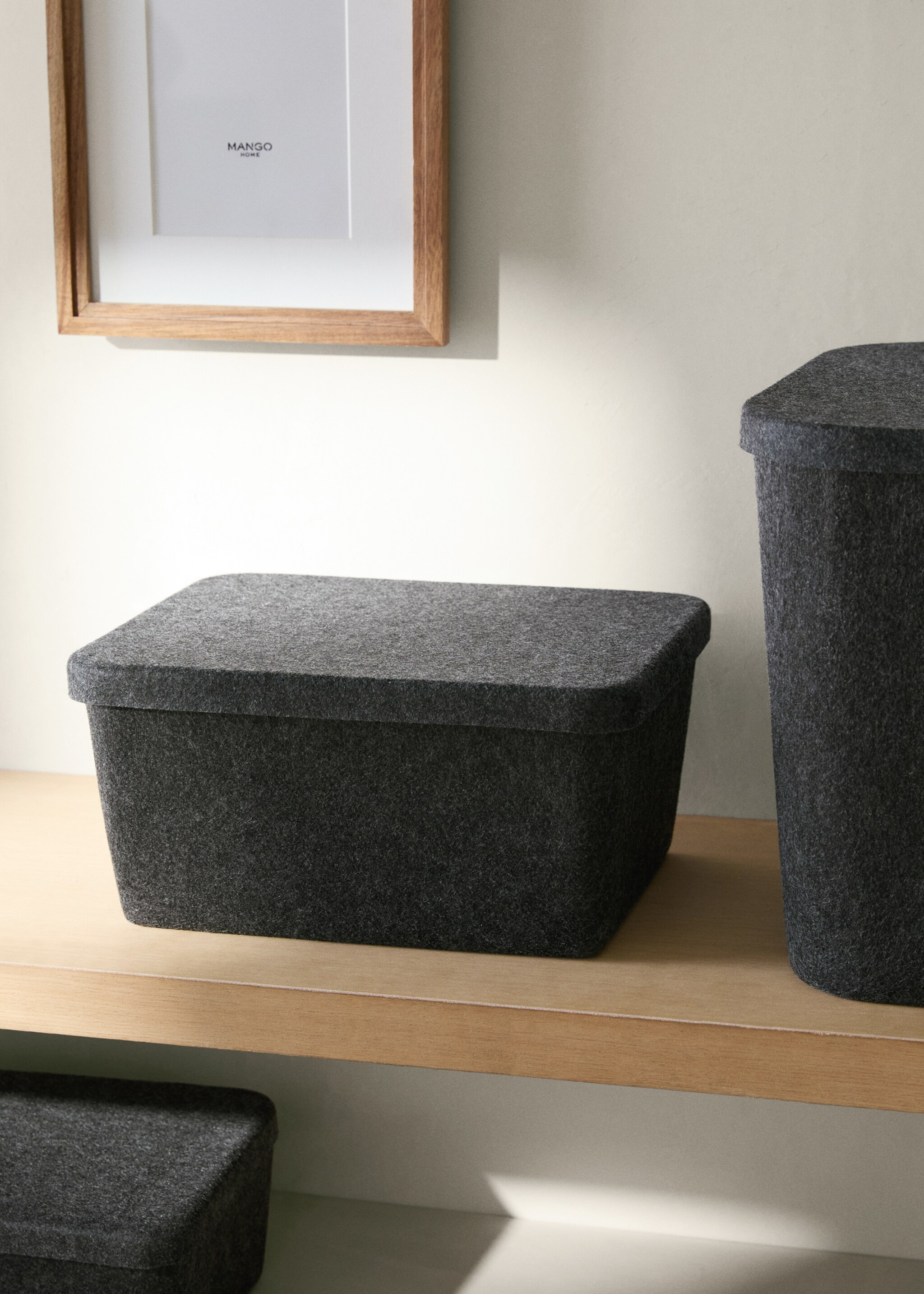 Rectangular felt box with lid - General plane, Grey. Ref: 17001559-00.
