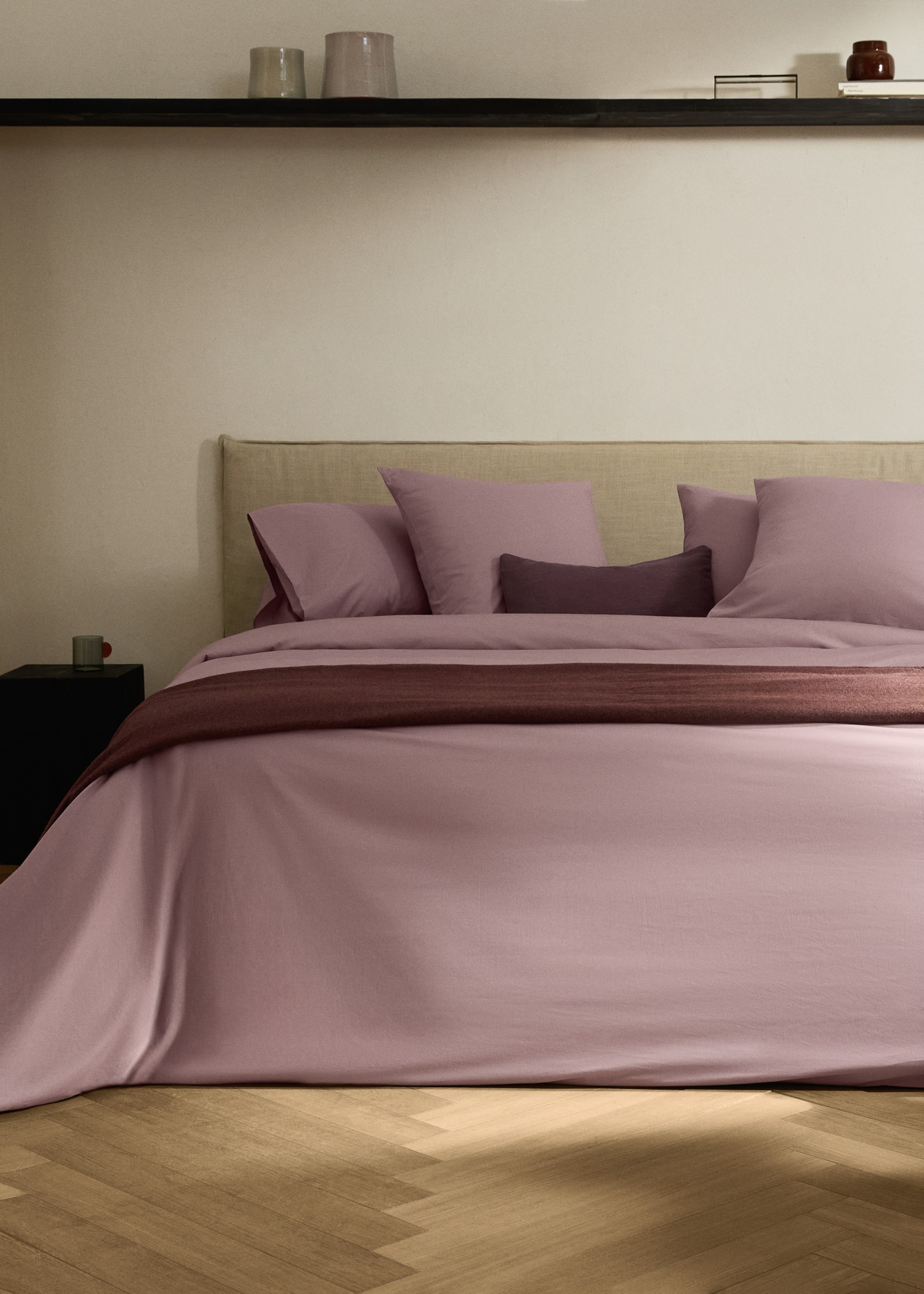 Funda nórdica algodón percal cama 150/160 cm - Plano general, Ciruela. Ref: 17001567-00.