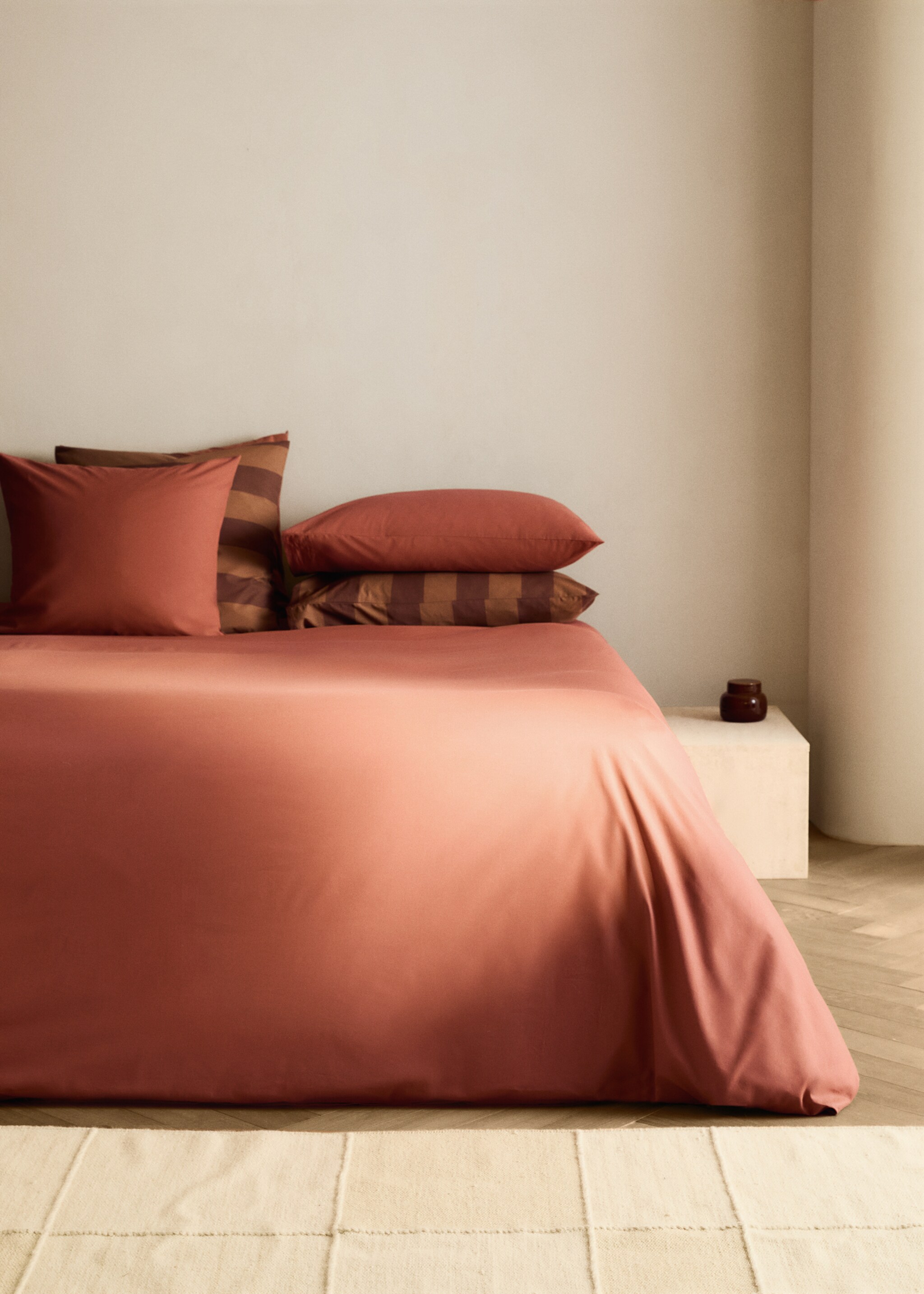 Percale cotton duvet cover King bed - General plane, Medium Pink. Ref: 17001567-00.