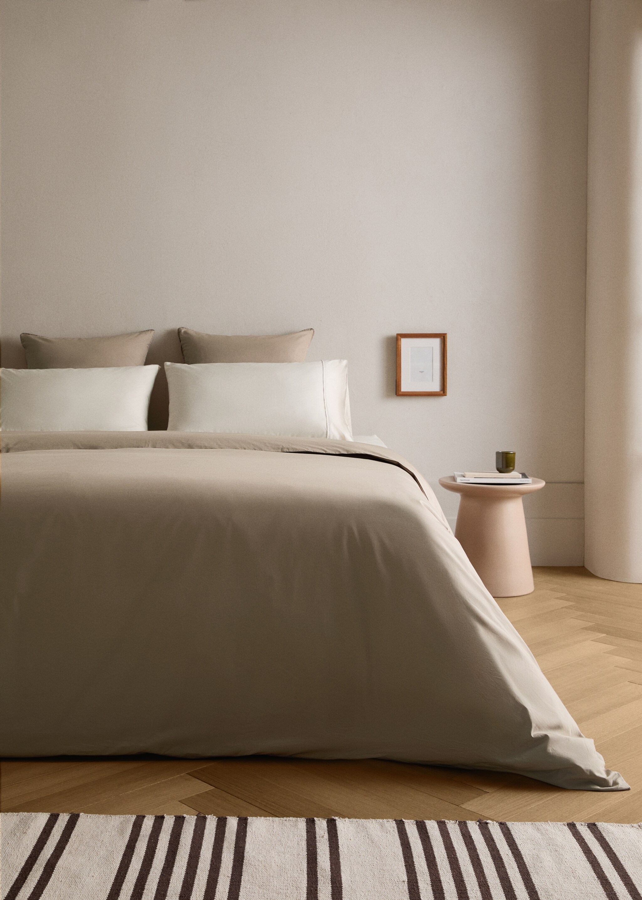 300 threads percale cotton duvet cover King bed - General plane, Medium Brown. Ref: 17001572-00.