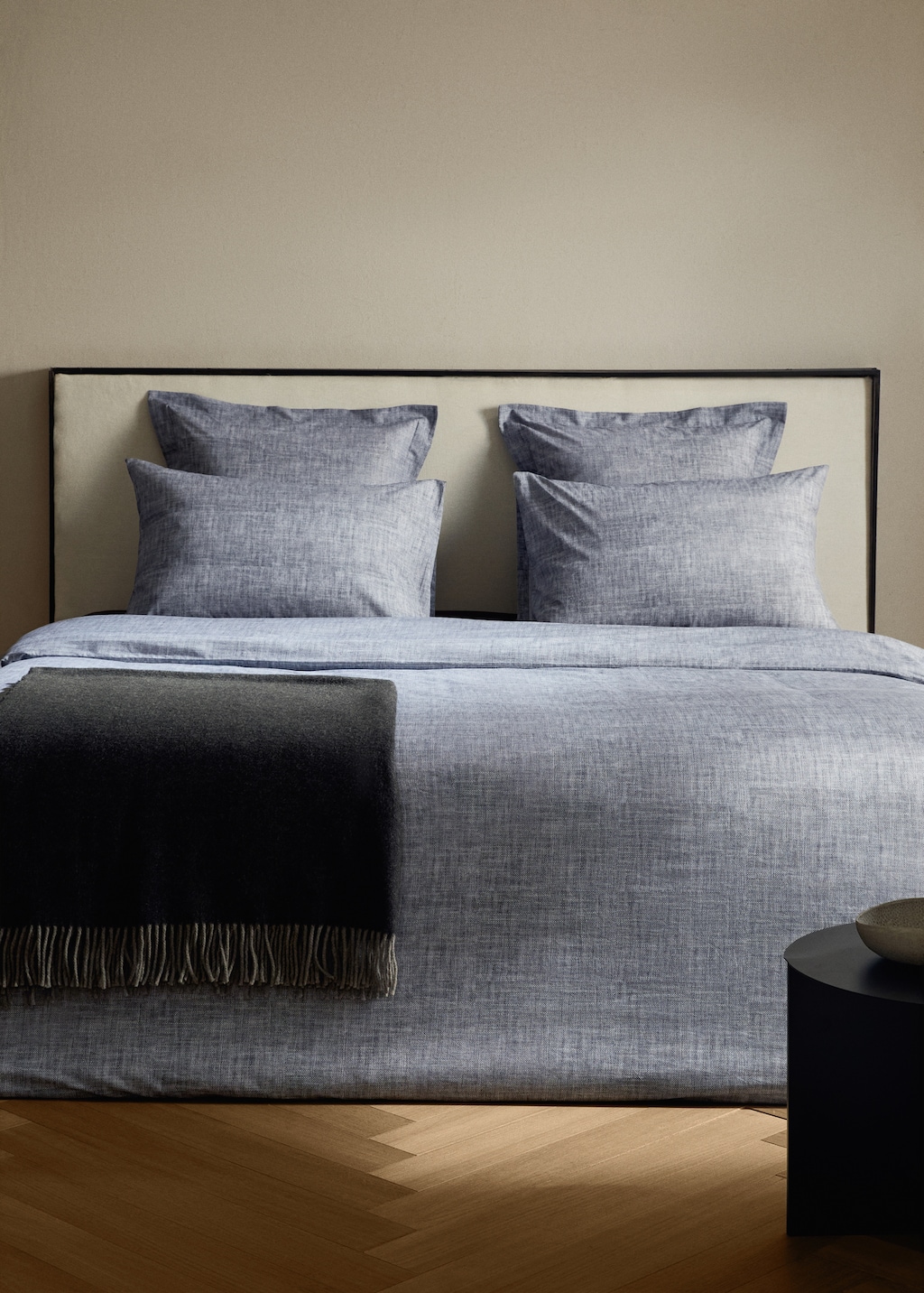 200-thread count percale cotton herringbone-print duvet cover for 90 cm bed