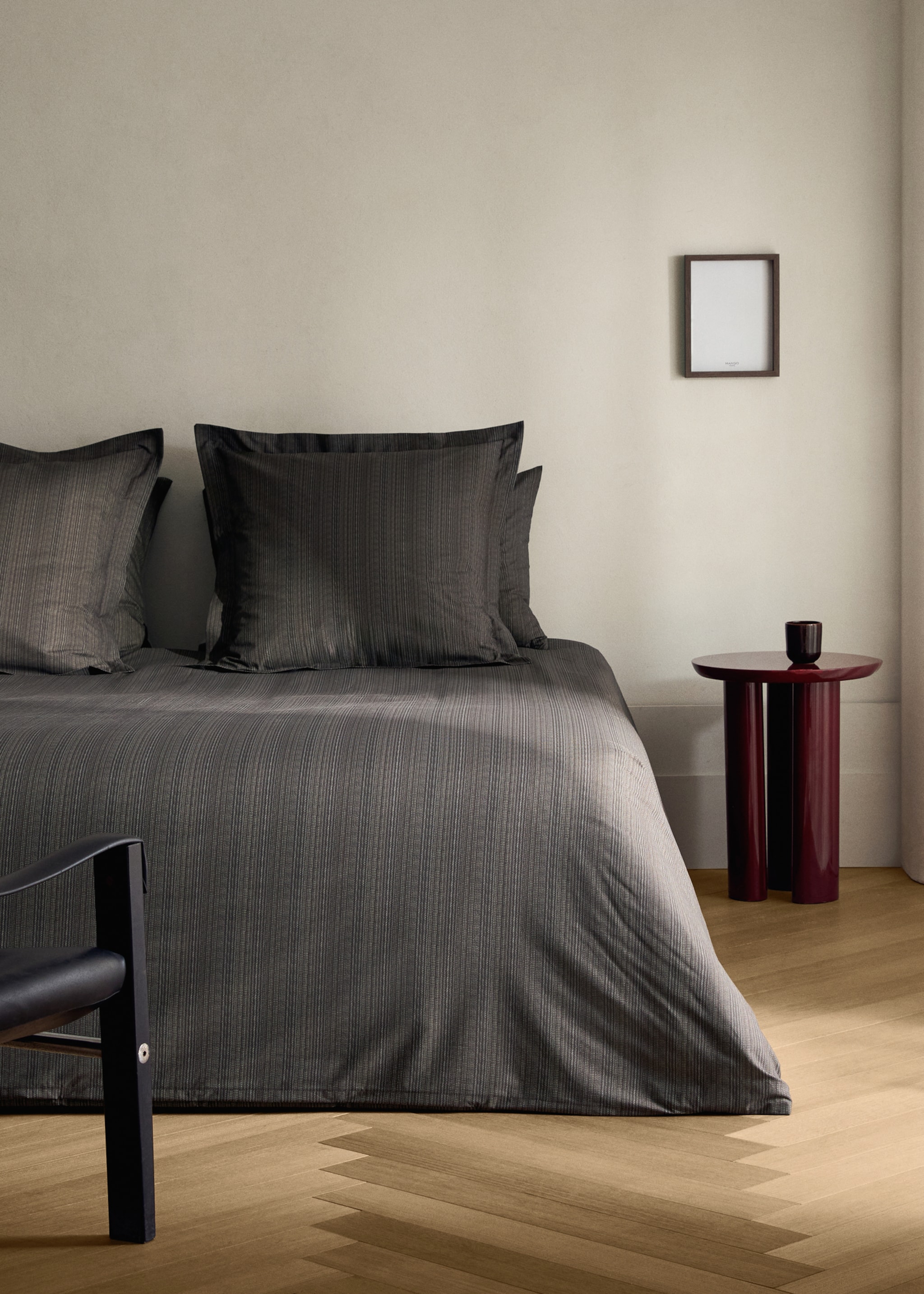Percale cotton tailored-print duvet cover for 53.15/55.12 in bed - General plane, Chocolate. Ref: 17001599-00.
