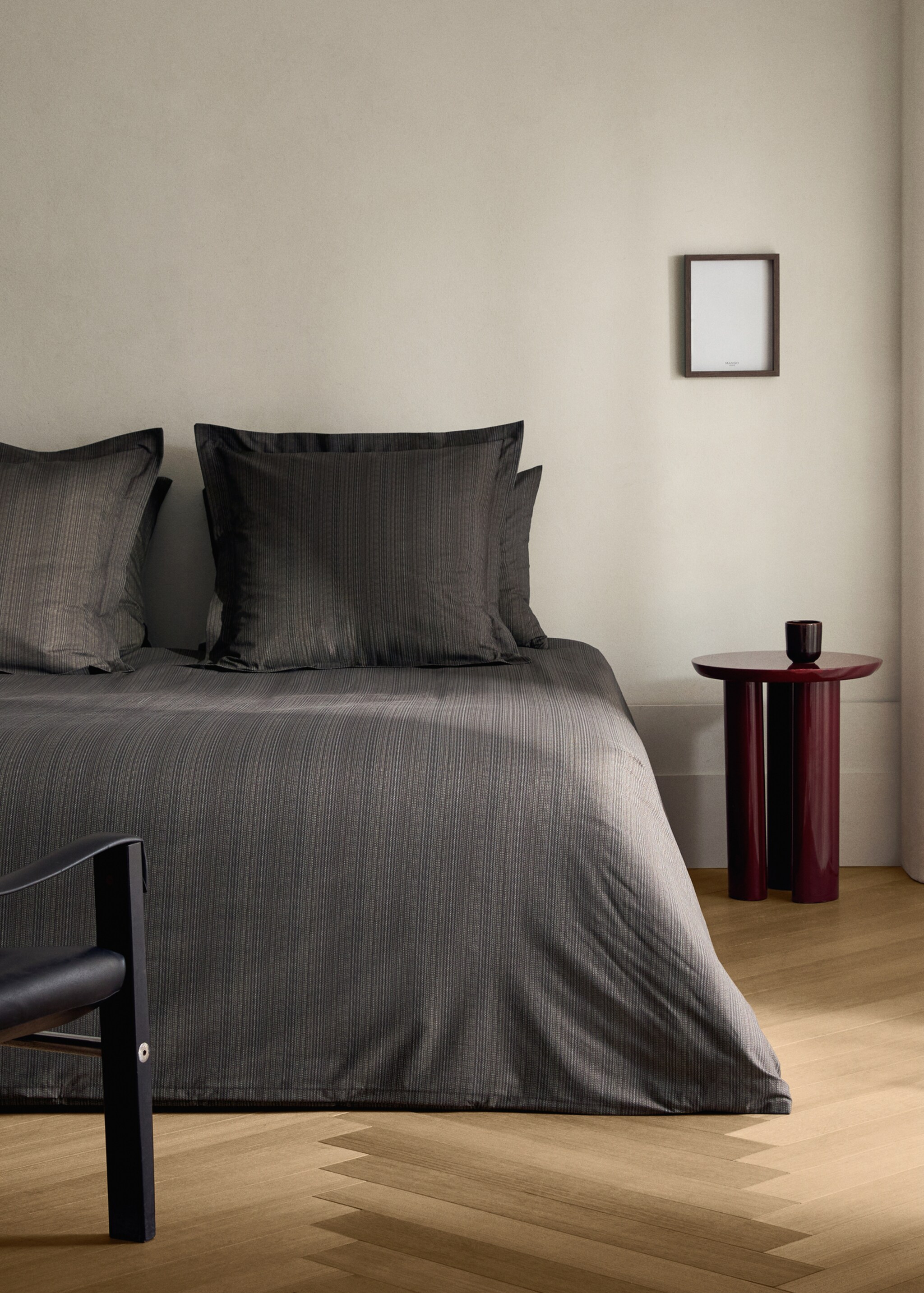 Percale cotton tailored-print duvet cover for 150/160 cm bed - General plane, Chocolate. Ref: 17001600-00.