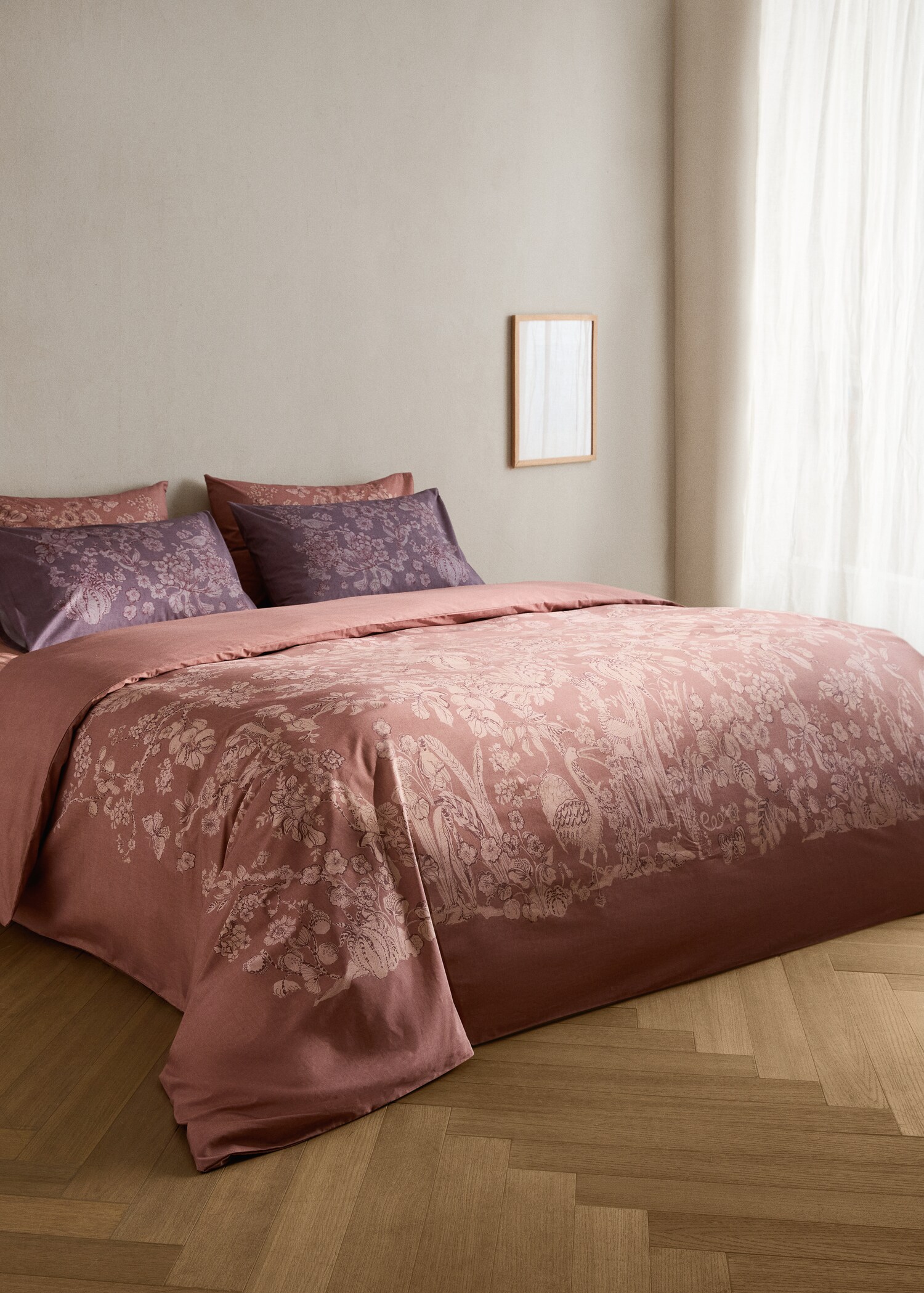Floral print percale cotton duvet cover for a 90 cm bed - General plane