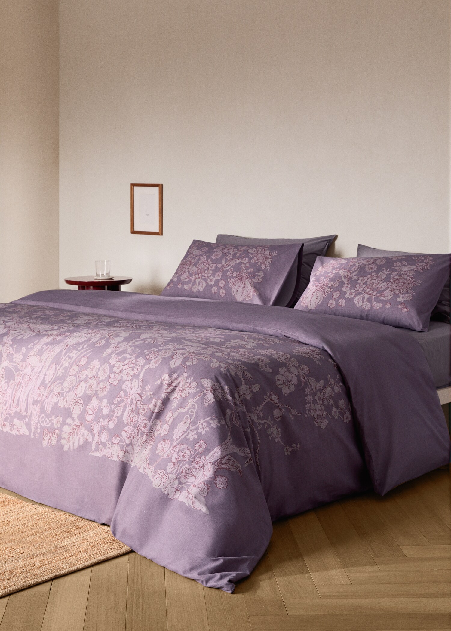 Floral print percale cotton duvet cover for a 135 cm bed - General plane