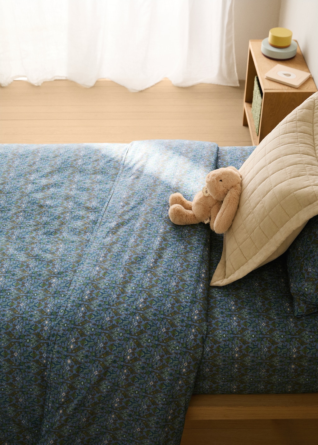 Children's percale cotton duvet cover with small floral print for 90 cm bed