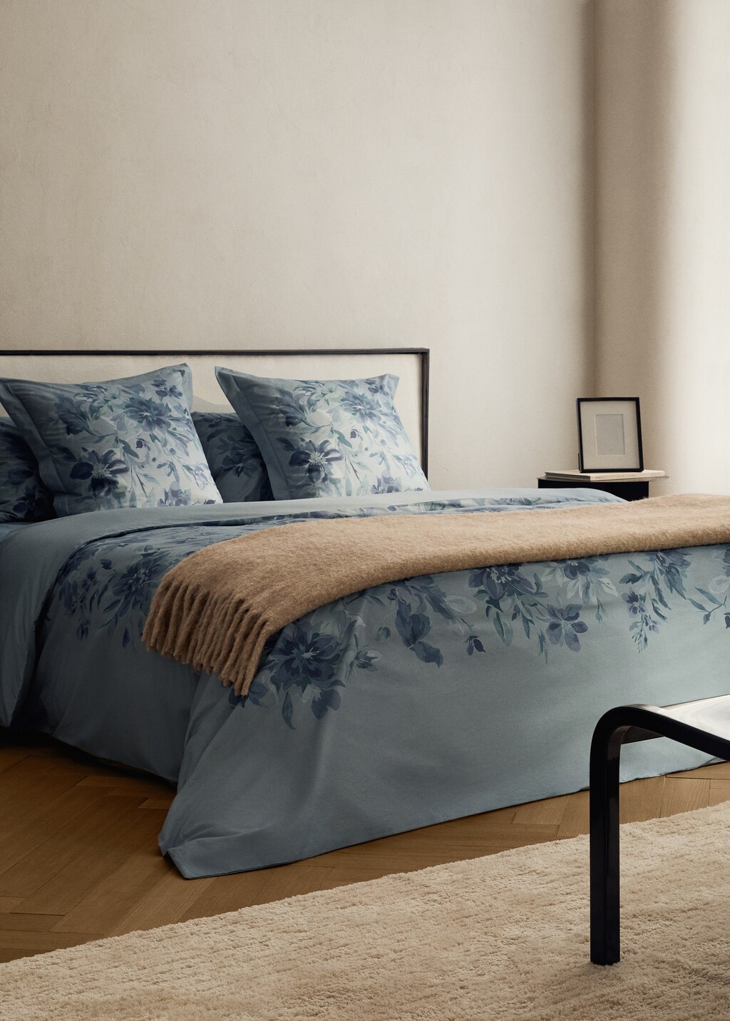 Percale cotton watercolour floral-print duvet cover for 150/160 cm bed