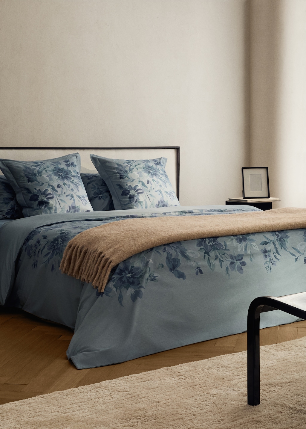 Percale cotton watercolour floral-print duvet cover for 150/160 cm bed