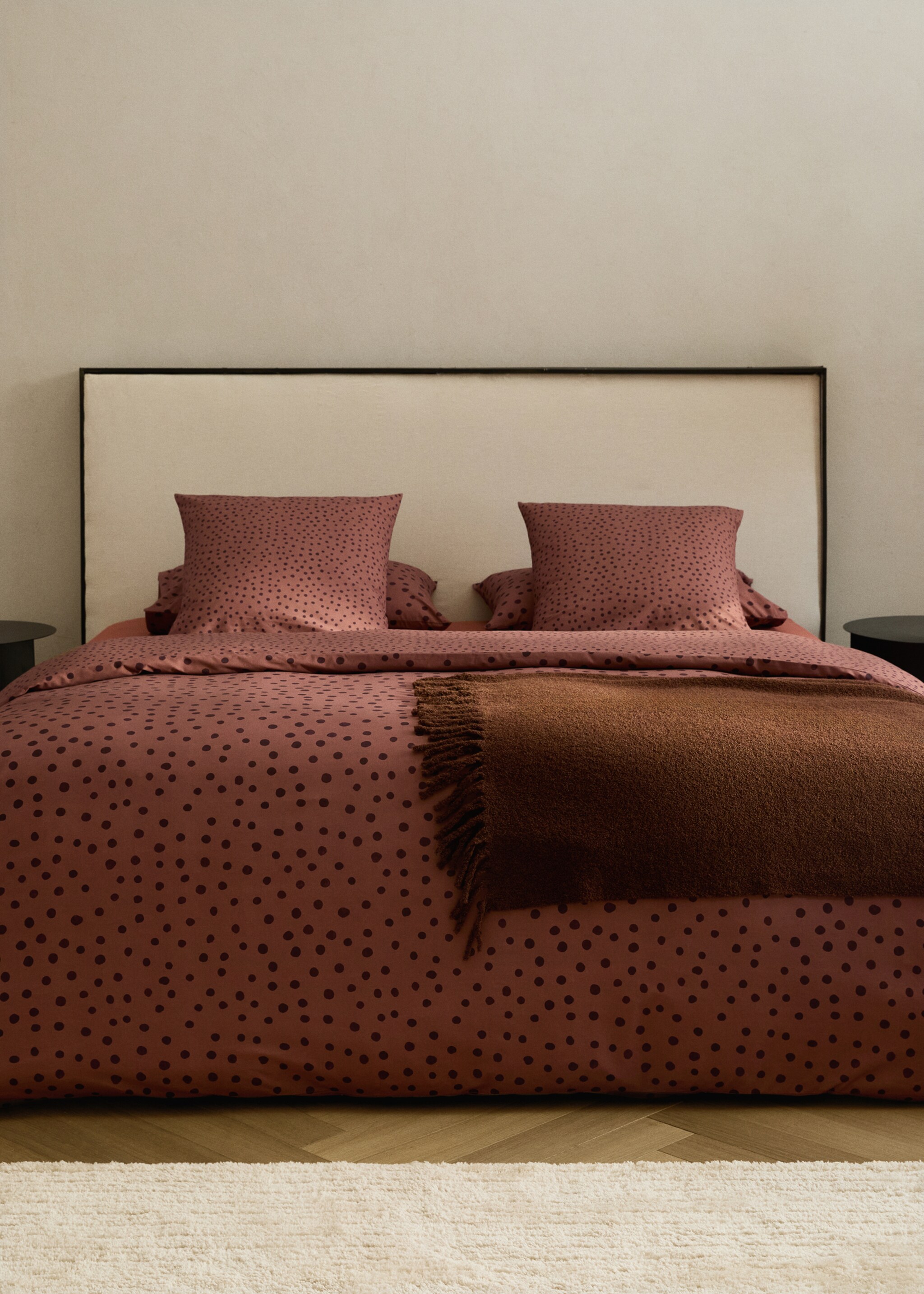 Percale cotton duvet cover 200 thread count polka dot print for bed 180/200 cm - General plane, Burnt Orange. Ref: 17001640-00.