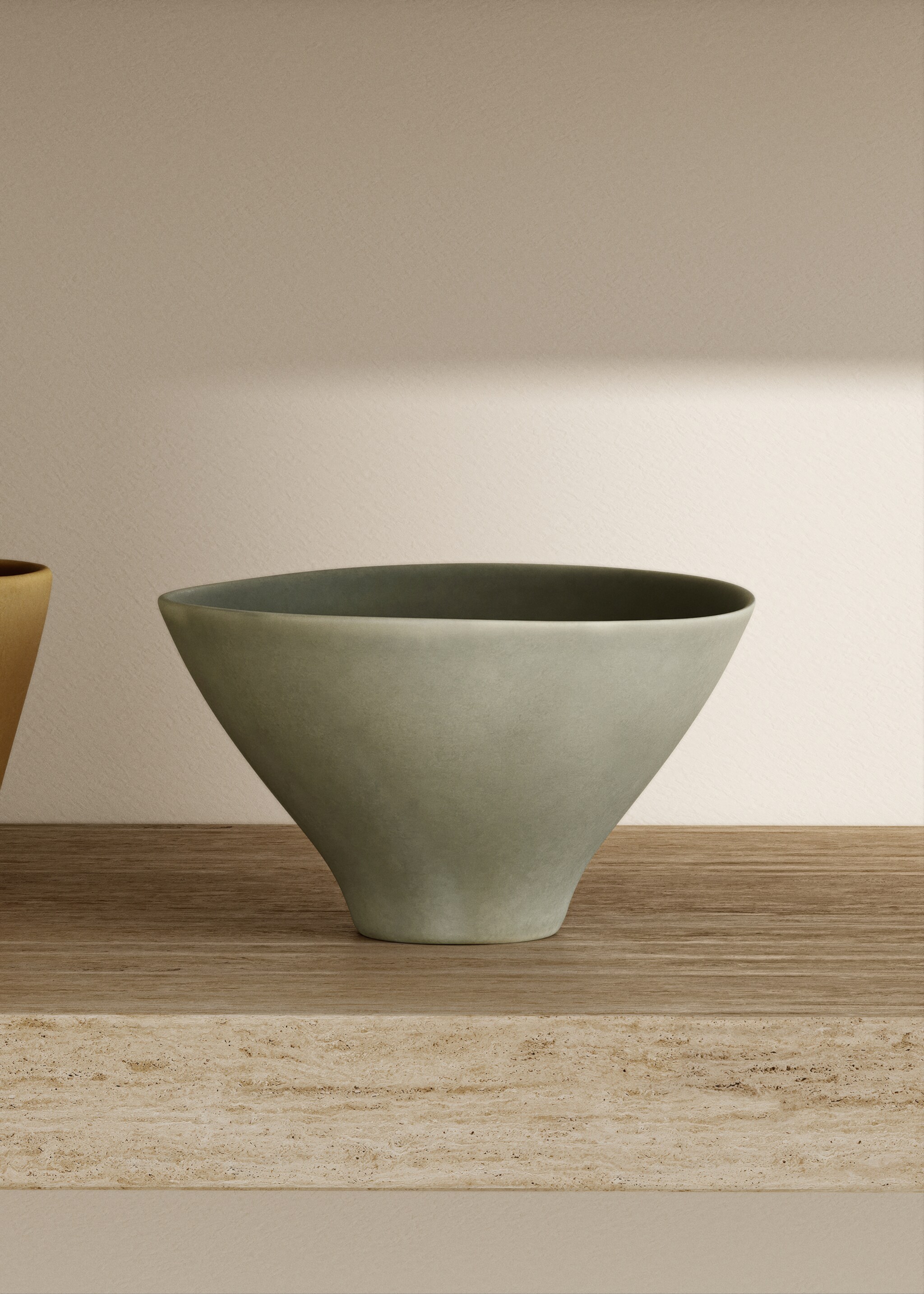 Large organic stoneware bowl - General plane, Sand. Ref: 17002045-00.
