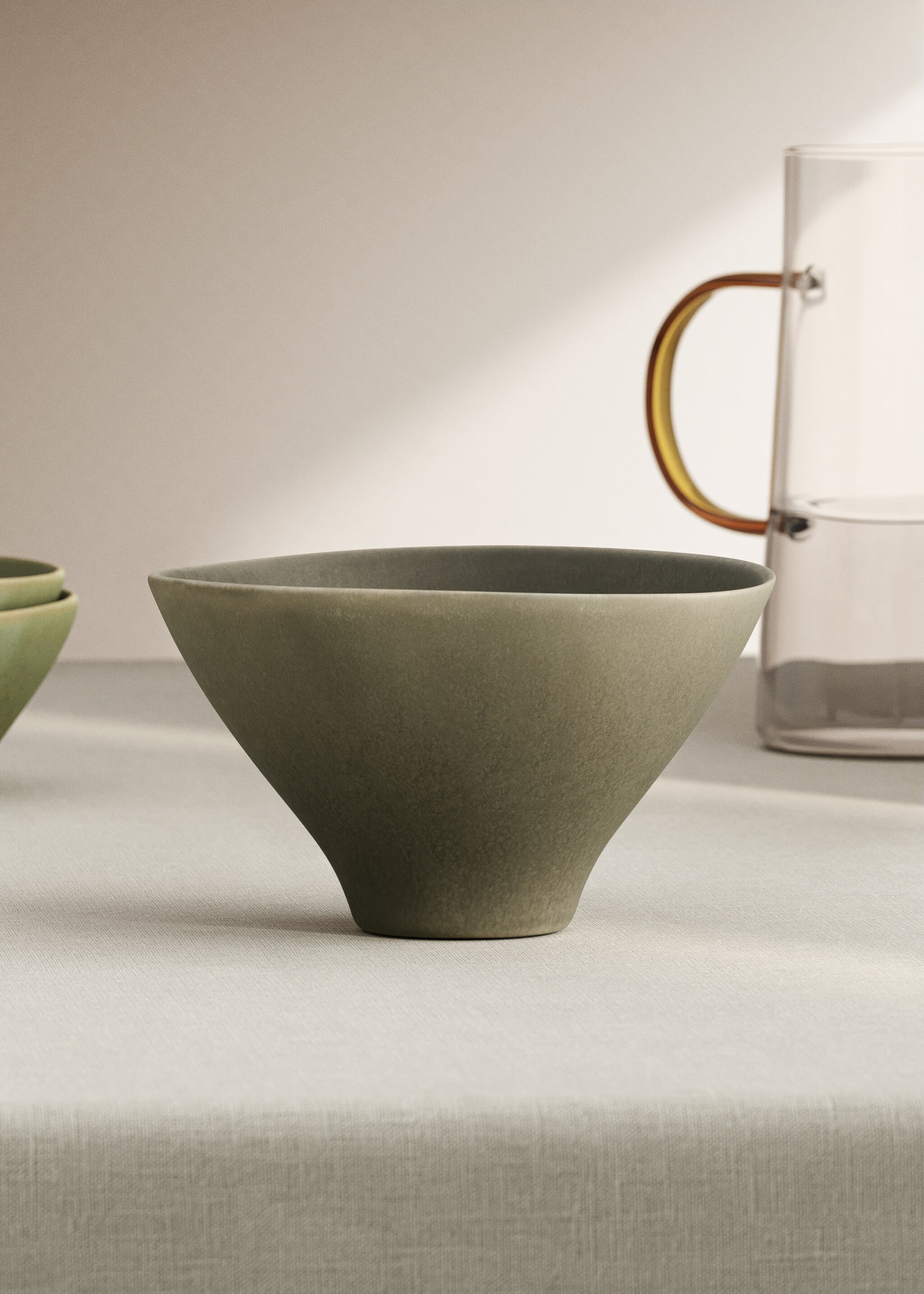 Large organic stoneware bowl - General plane, Light/Pastel Brown. Ref: 17002045-00.