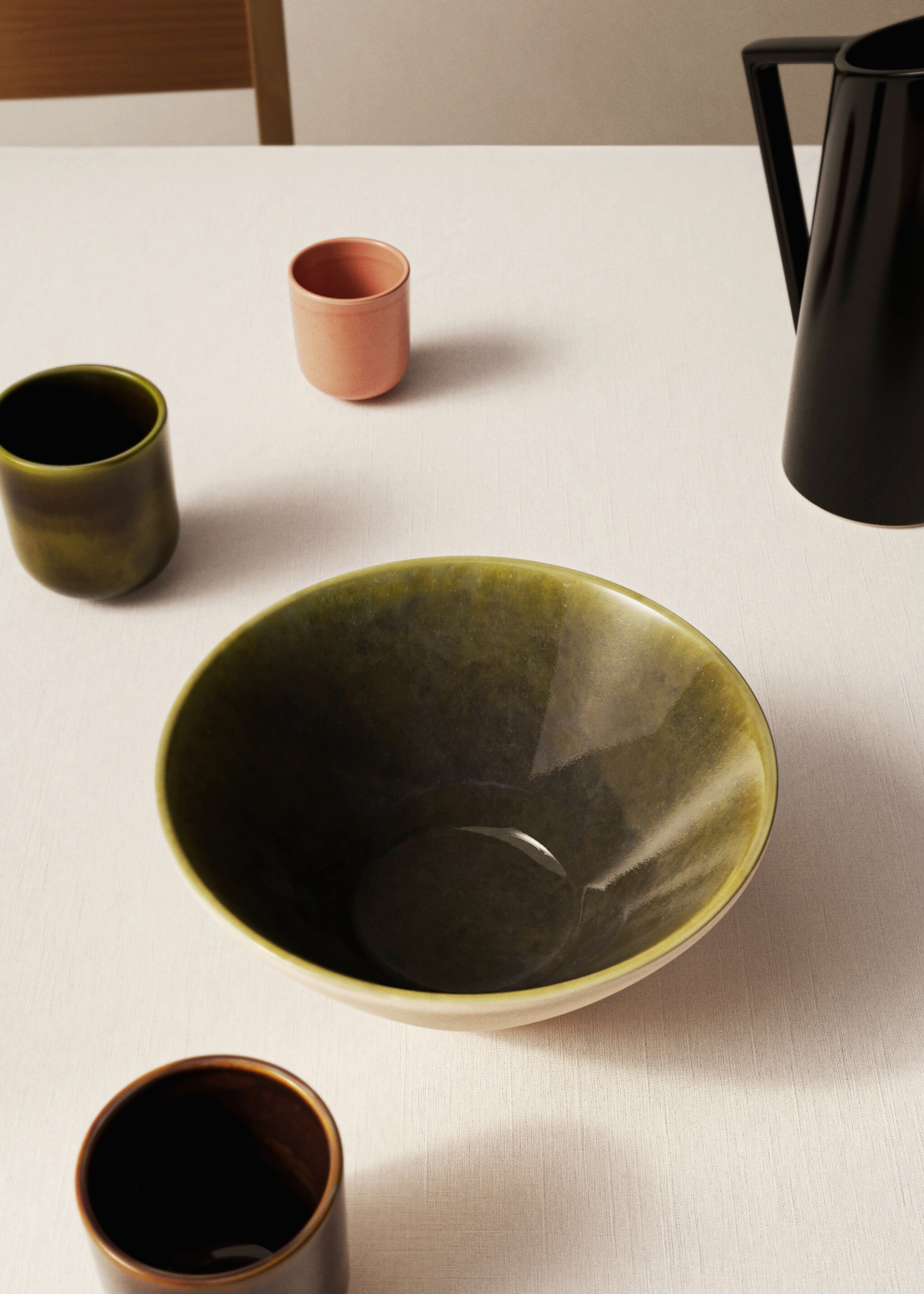 Two-tone stoneware bowl - General plane, Ink Blue. Ref: 17002047-00.