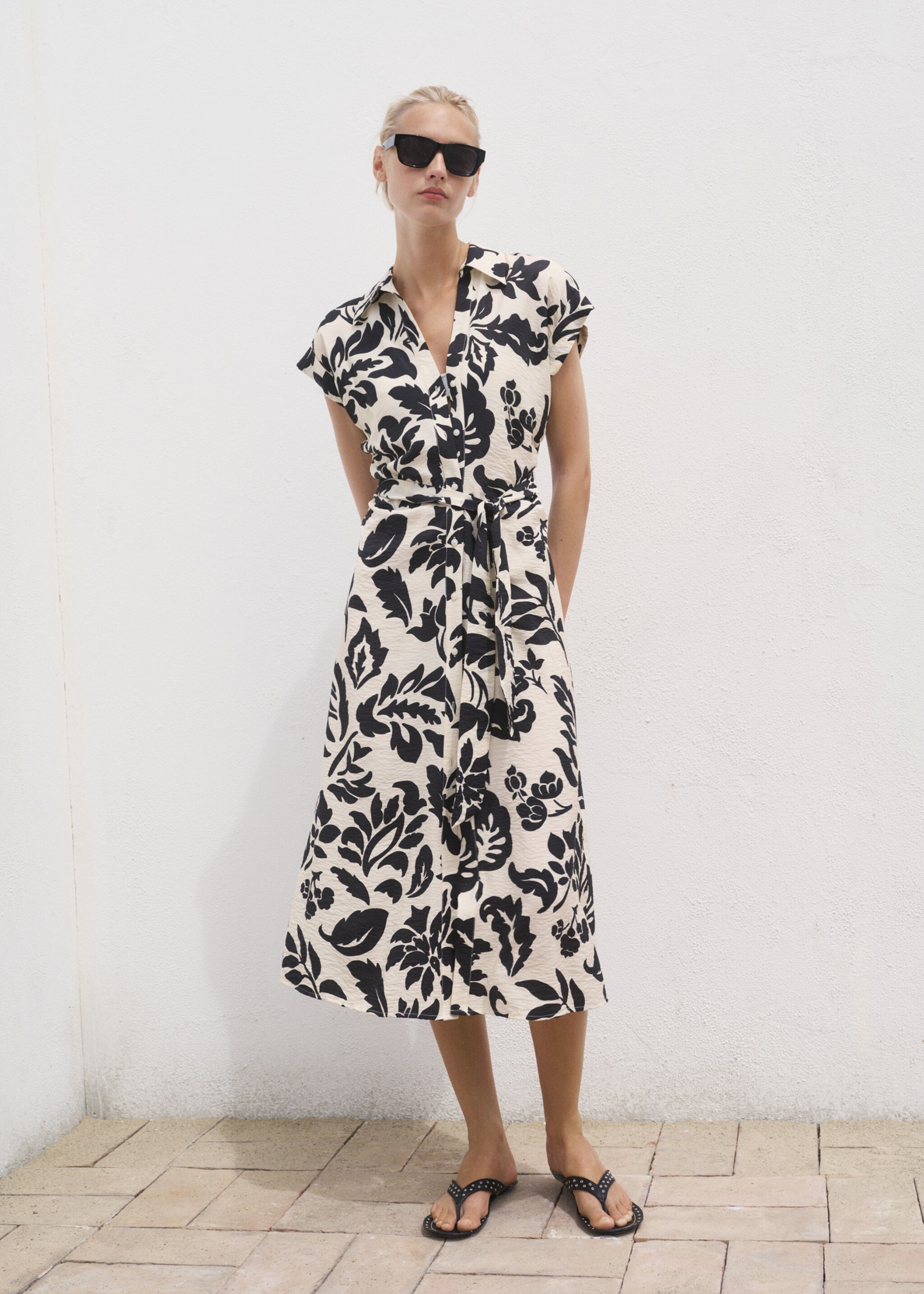 Vestido camisero estampado floral - Plano general