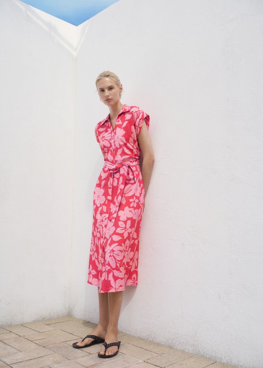 Floral-print shirt-style dress