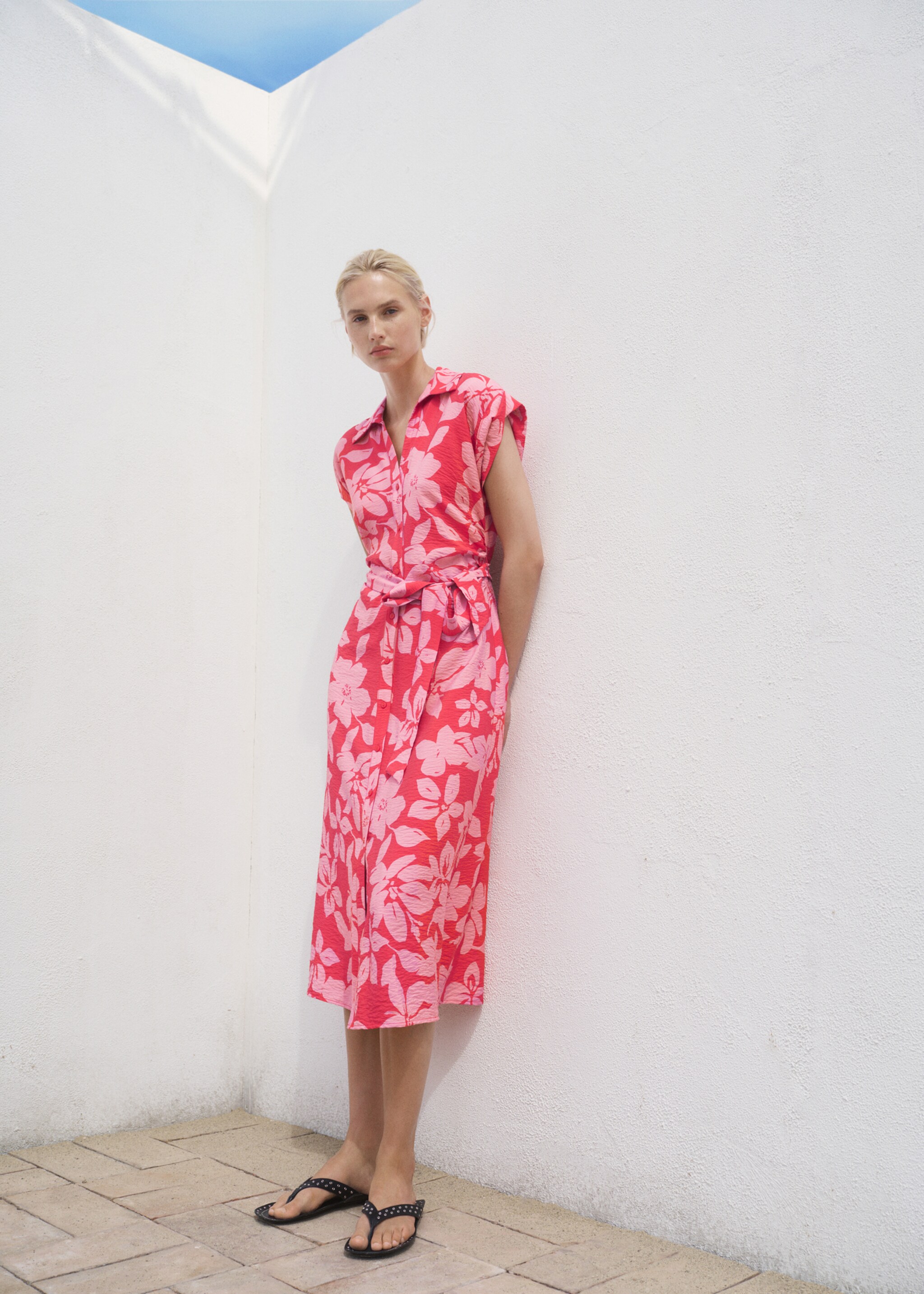 Vestido camisero estampado floral - Plano general