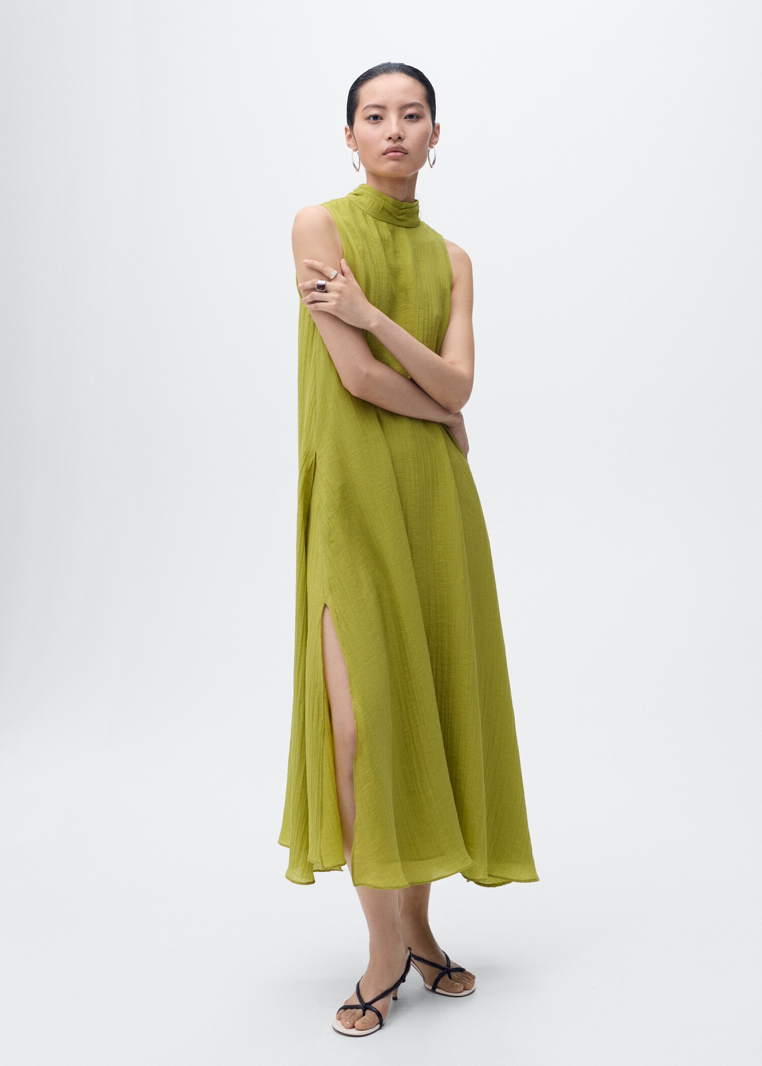 Vestido lyocell cuello halter - Plano general