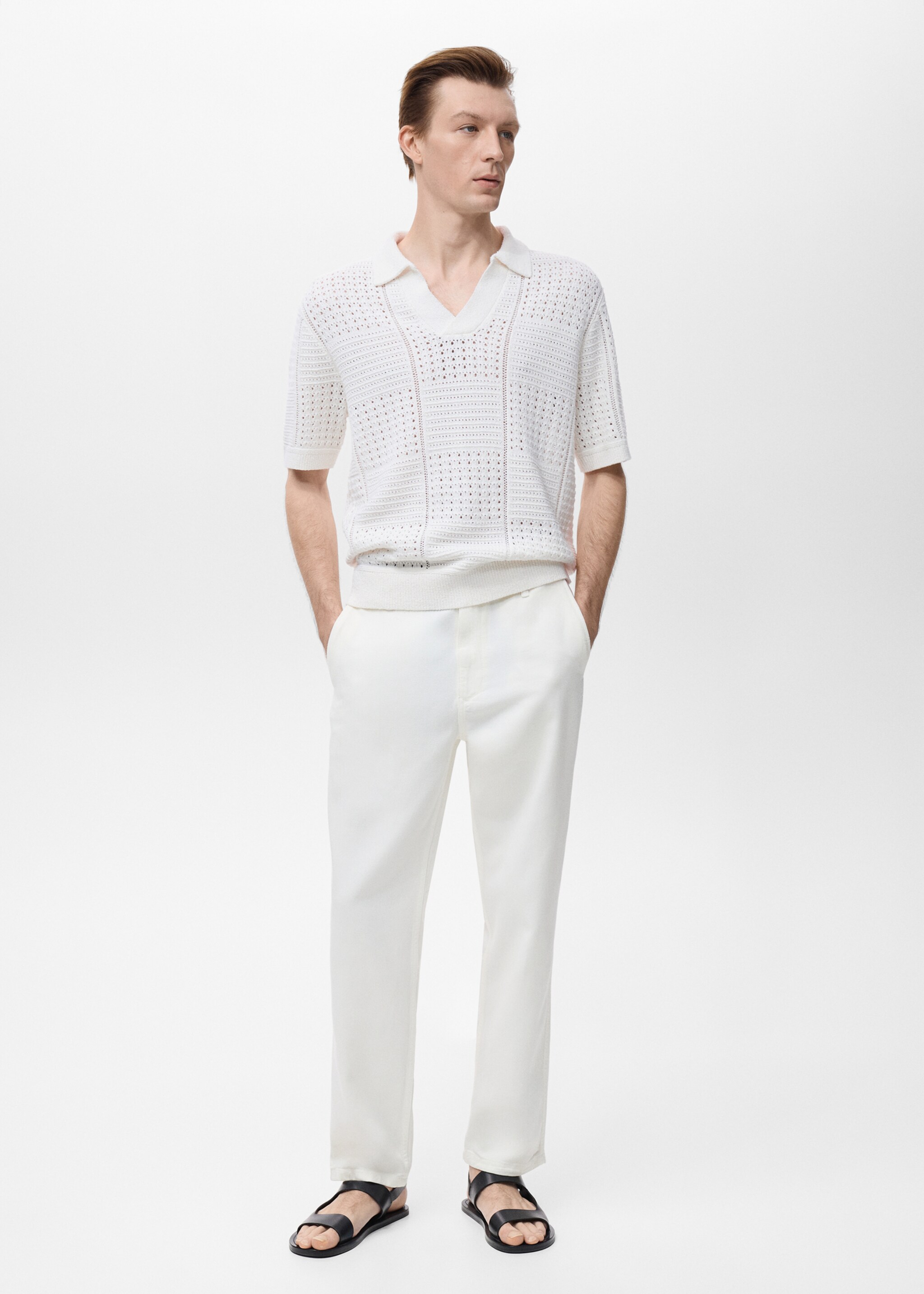Baumwoll-Poloshirt mit Lochmuster - Allgemeine Ansicht