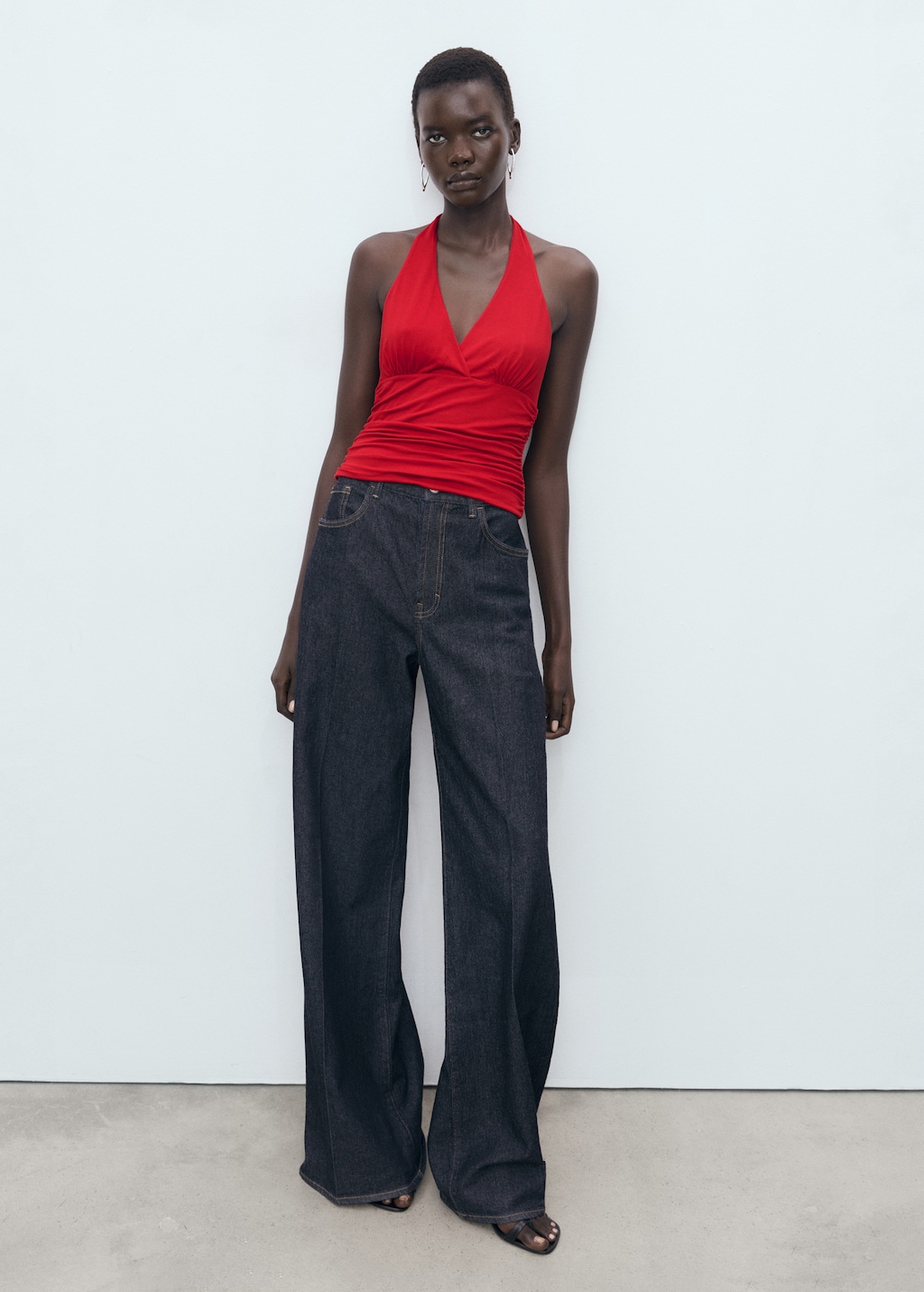 Mango V-neck top with open back