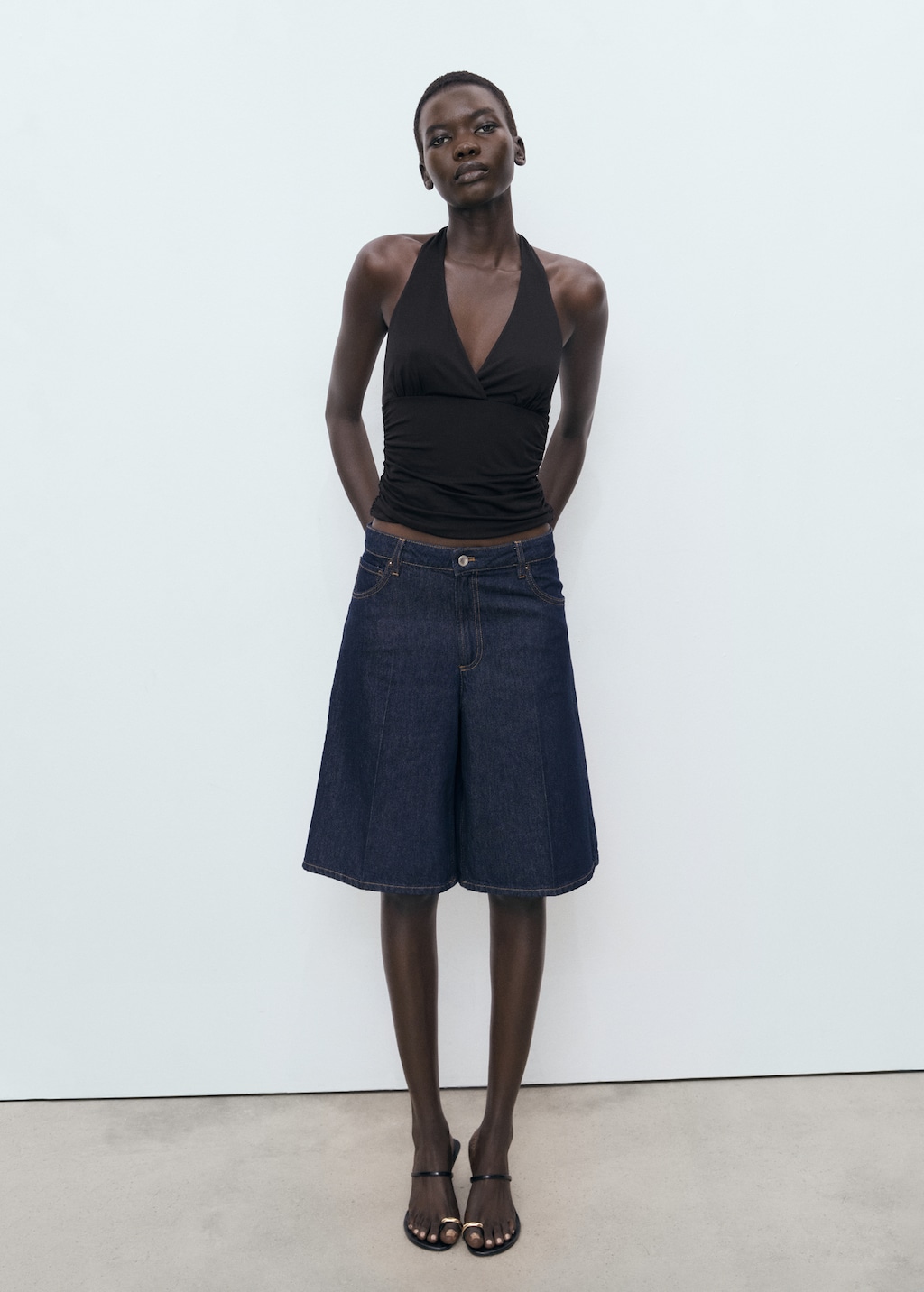 V-neck top with open back