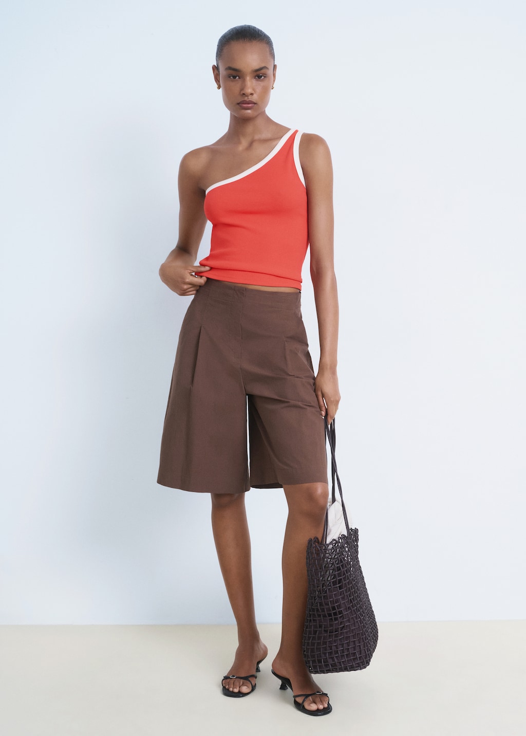 Mango Asymmetrical top with contrasting trim