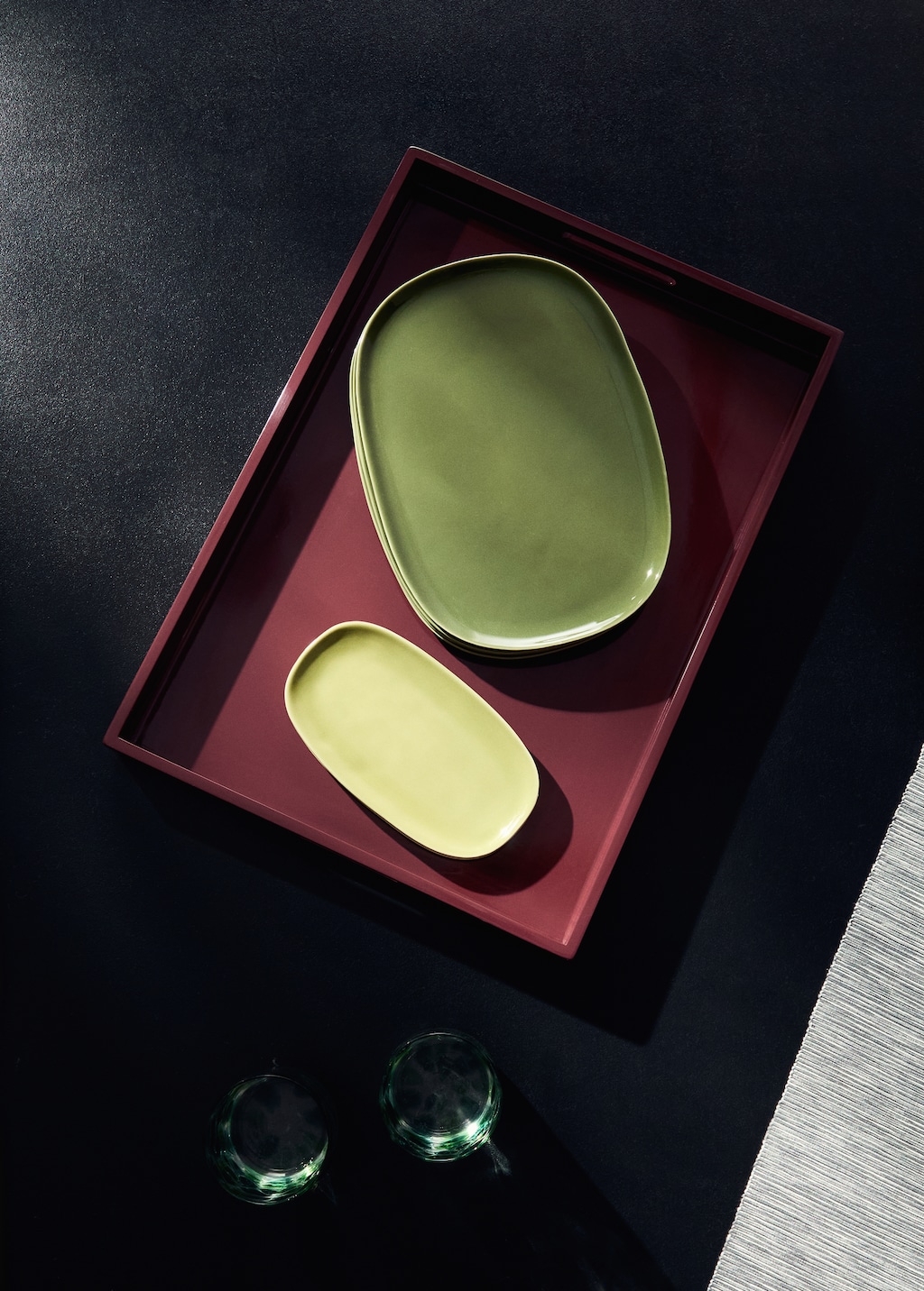 lacquered colored decorative tray