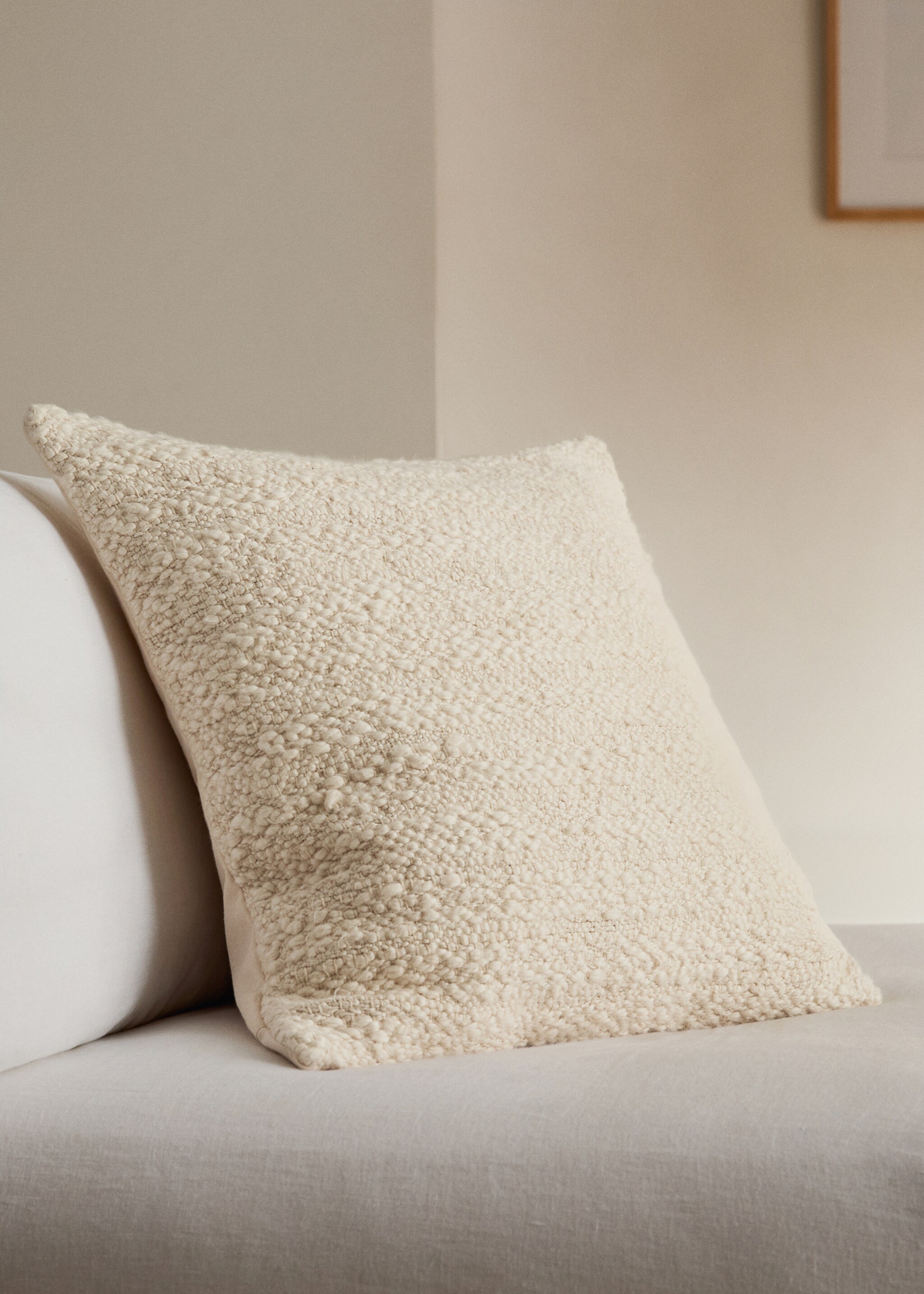 Structured cotton cushion cover 50x50 cm - General plane, Ivory White. Ref: 17003326-00.