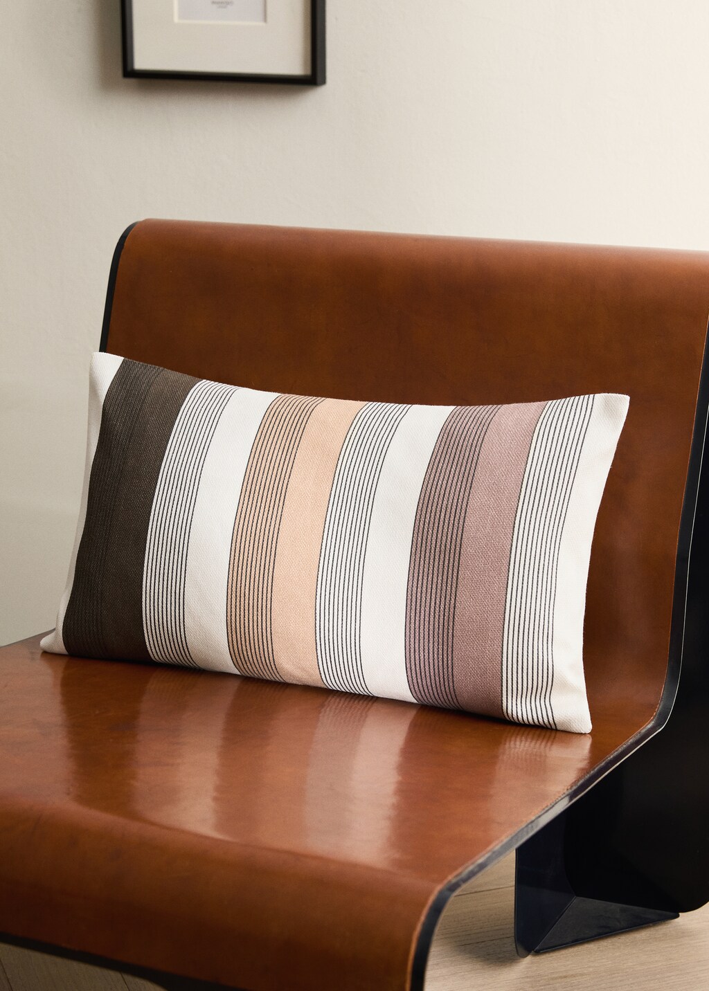 Multi-striped printed cotton cushion cover 30x50 cm