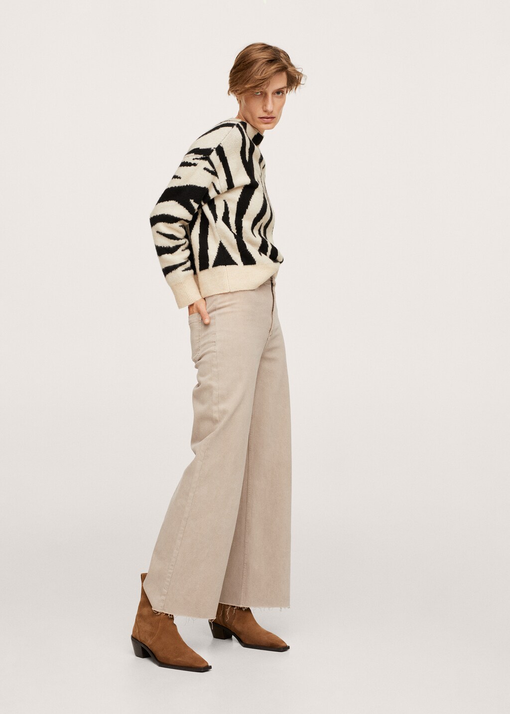Jean style jupe culotte taille haute elastique Femme MANGO Maroc