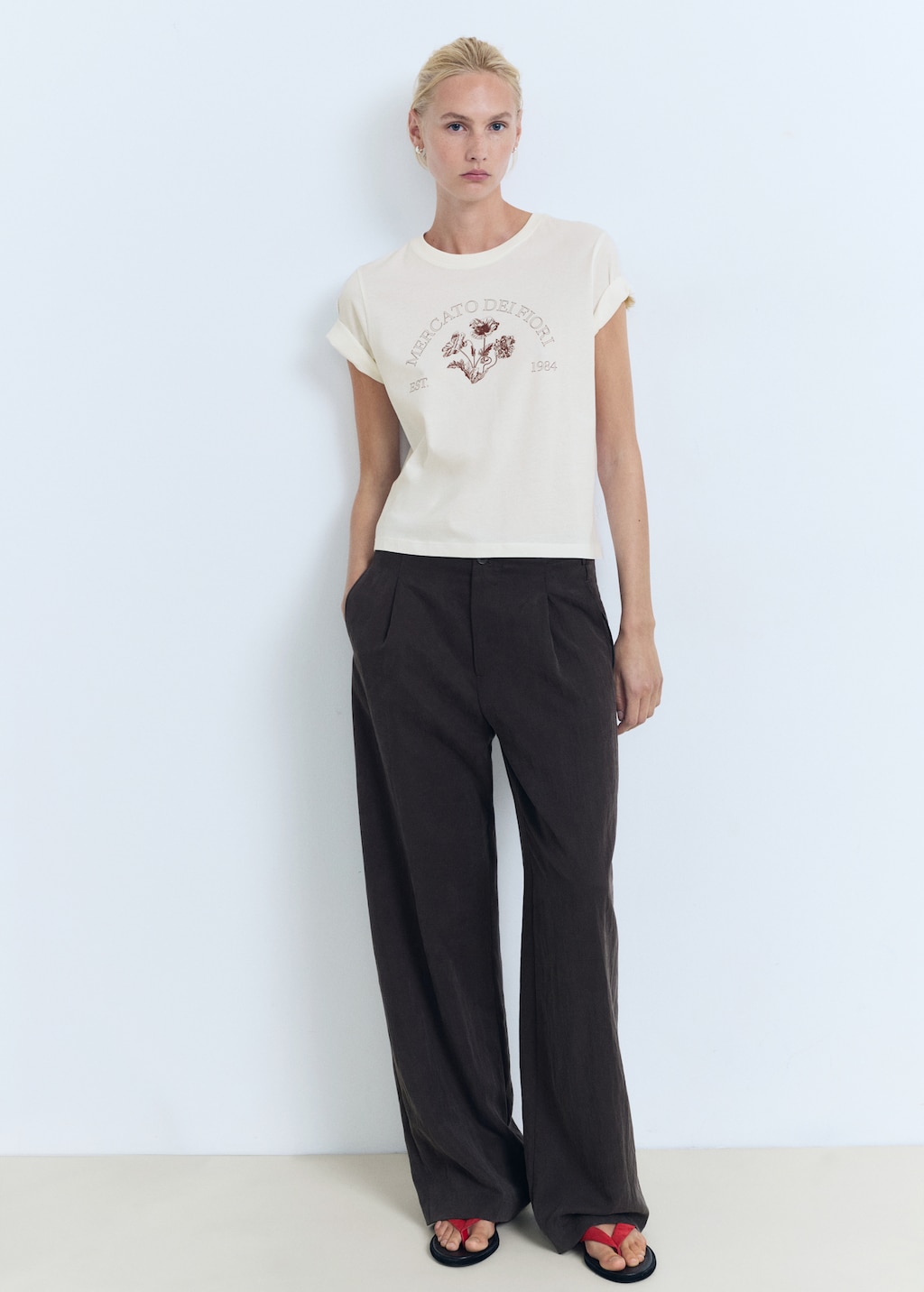 Printed cotton-blend t-shirt