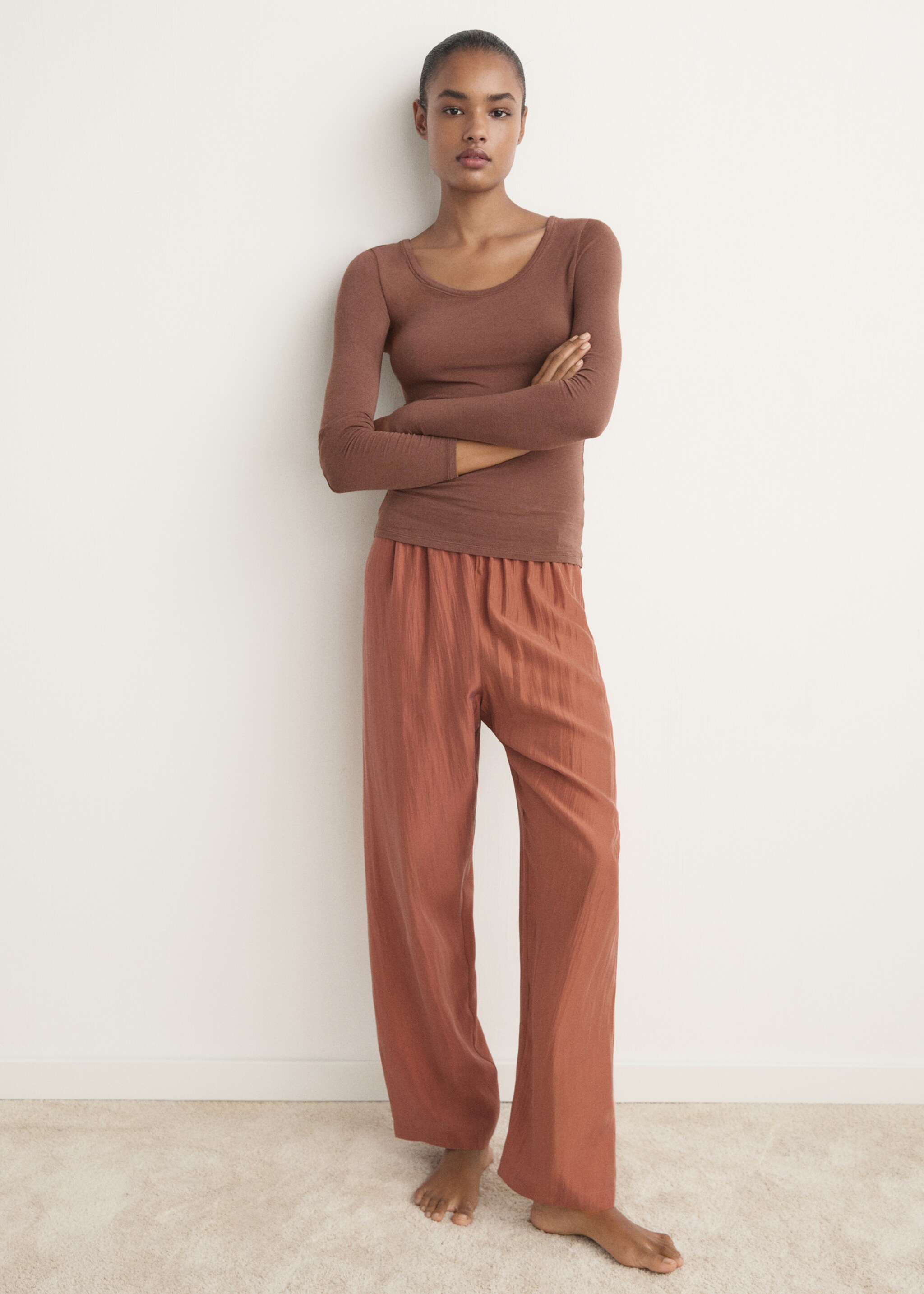 Cashmere pyjama t-shirt - General plane, Brown. Ref: 17004107-00.