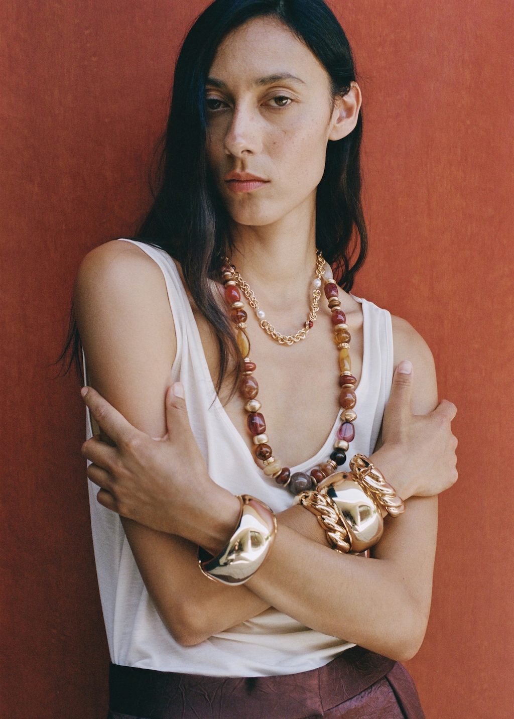 Combined bead chain necklace