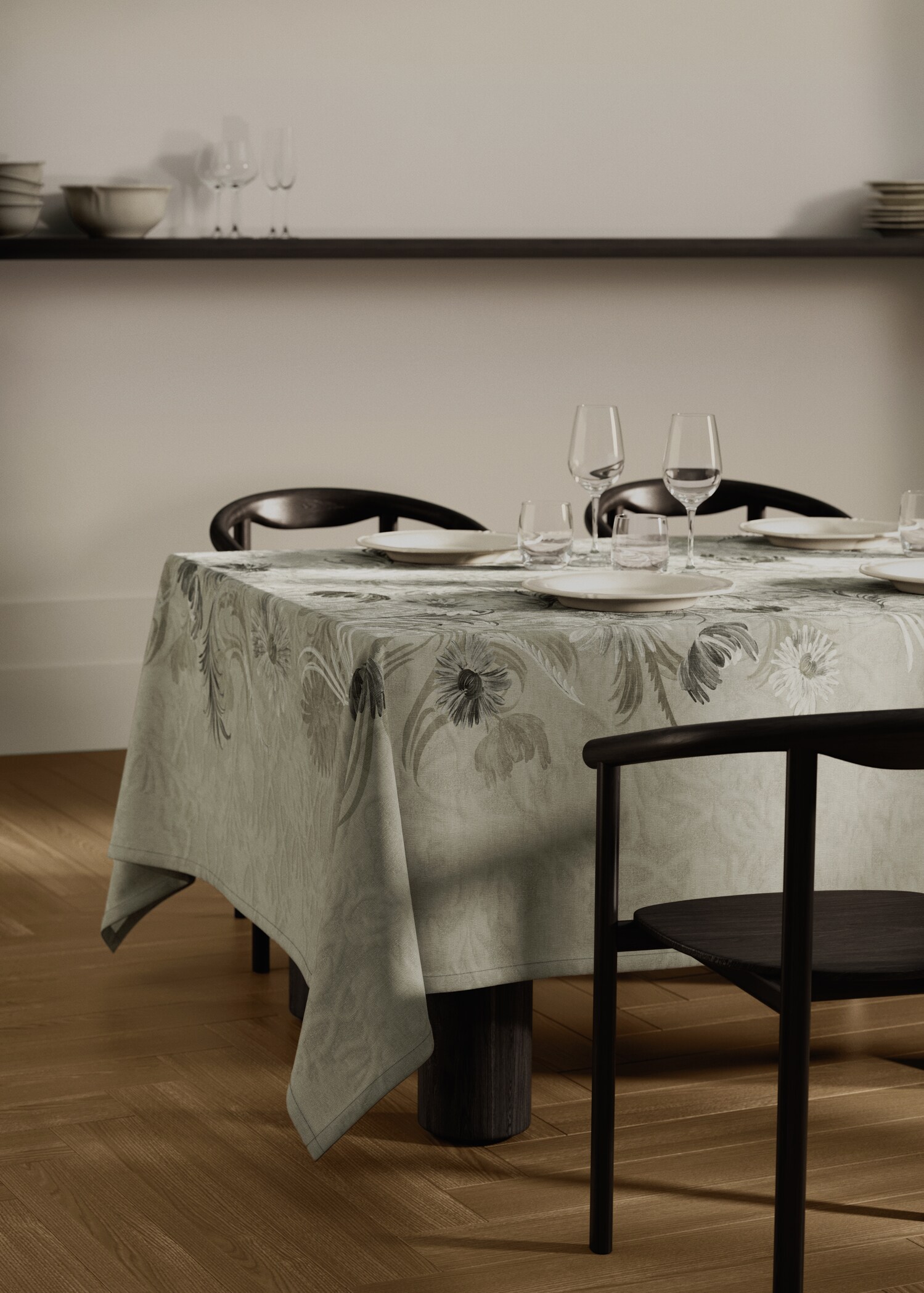 Jacquard-Baumwolltischdecke mit Blumenprint für 6 bis 8 Personen - Allgemeine Ansicht