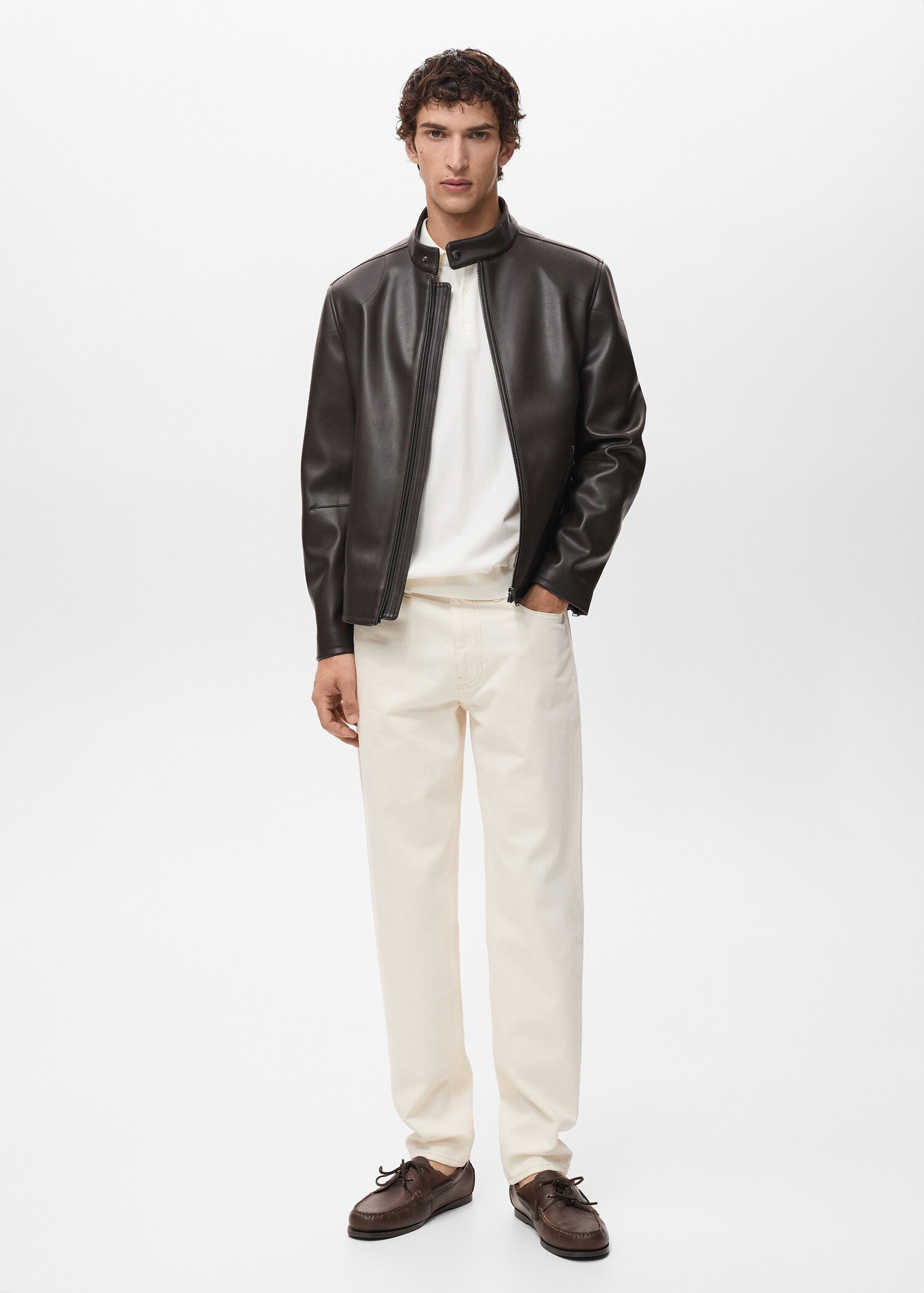 Zip-up leather-effect jacket - General plane
