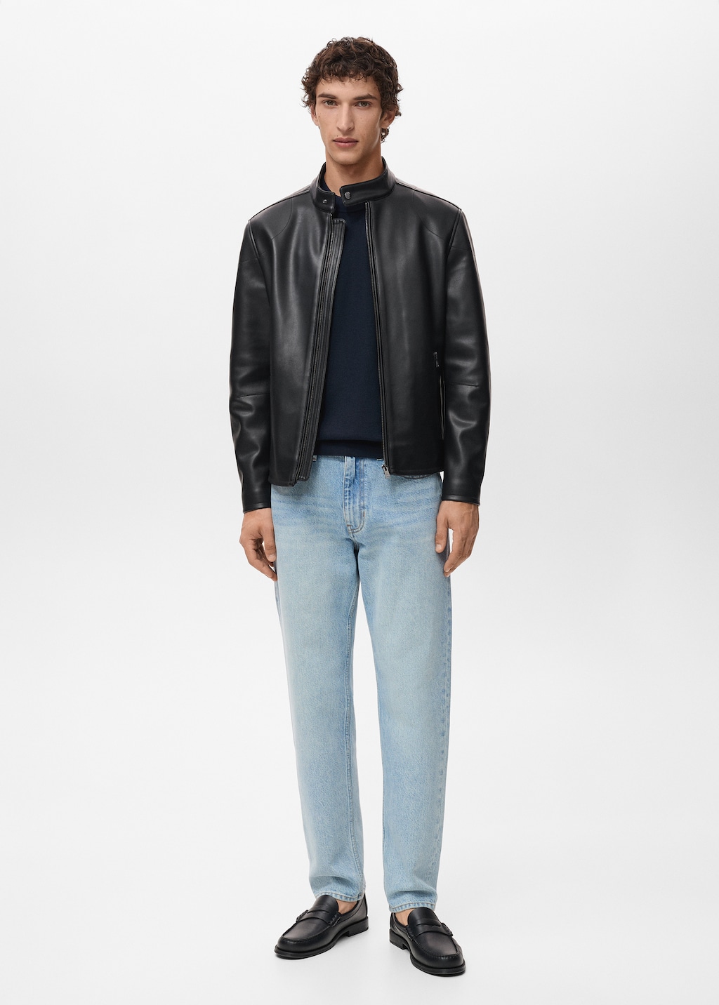 Zip-up faux-leather jacket