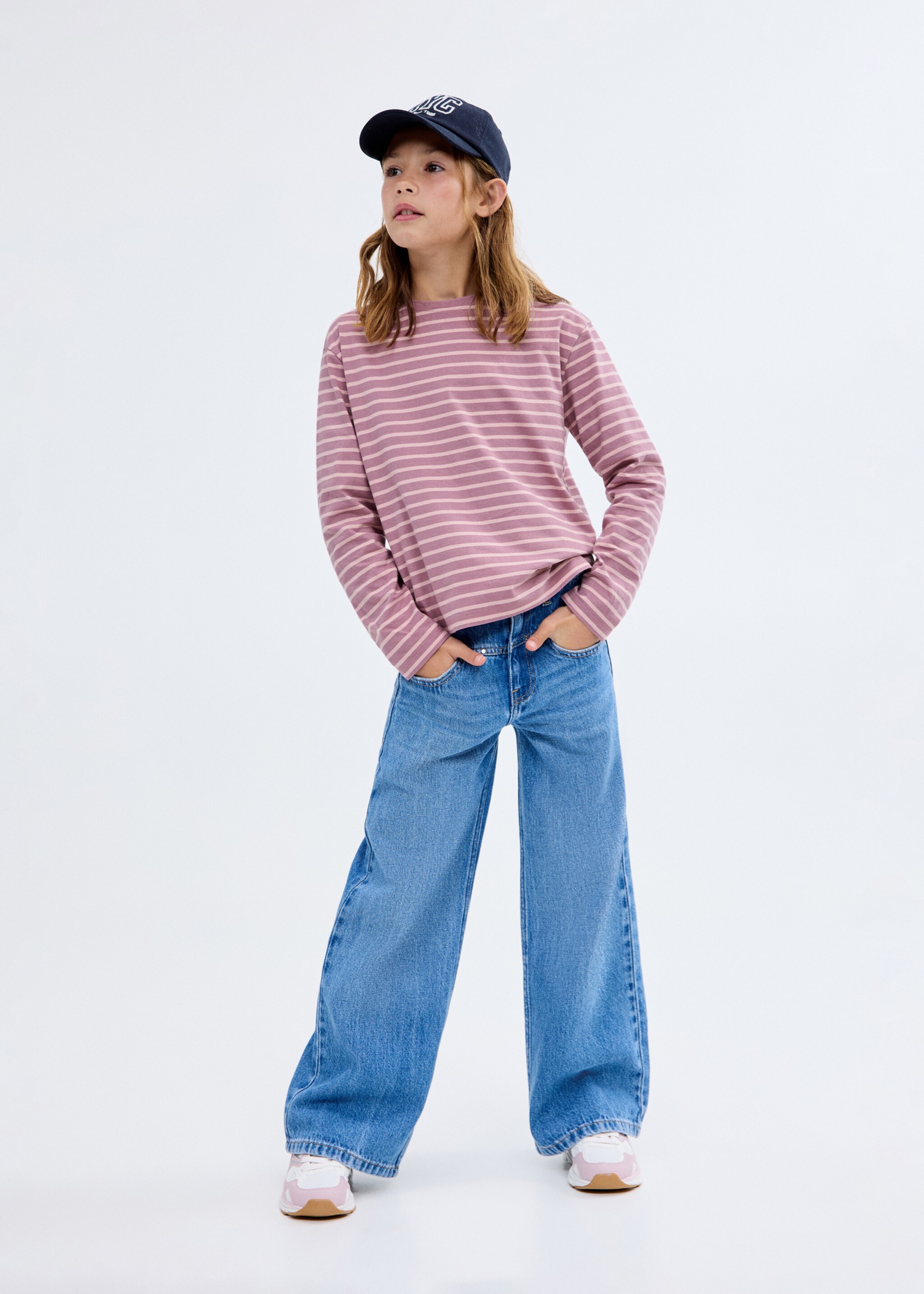 Gestreiftes Baumwoll-Shirt - Allgemeine Ansicht, Rosa. Ref: 17005177-00.