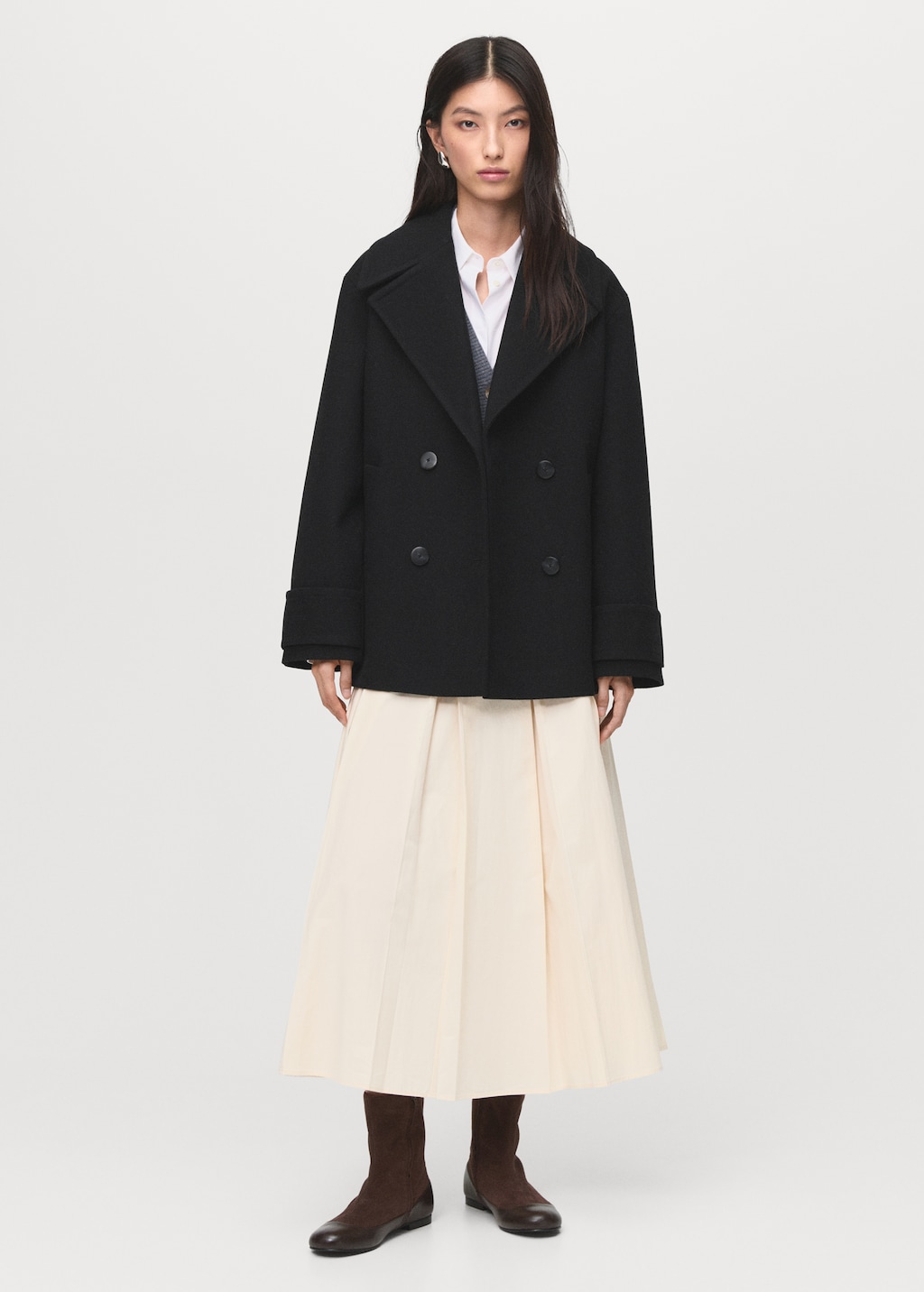 Mango Double-breasted wool-blend coat