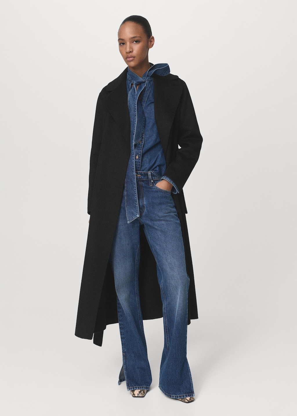 Handmade wool coat with belt