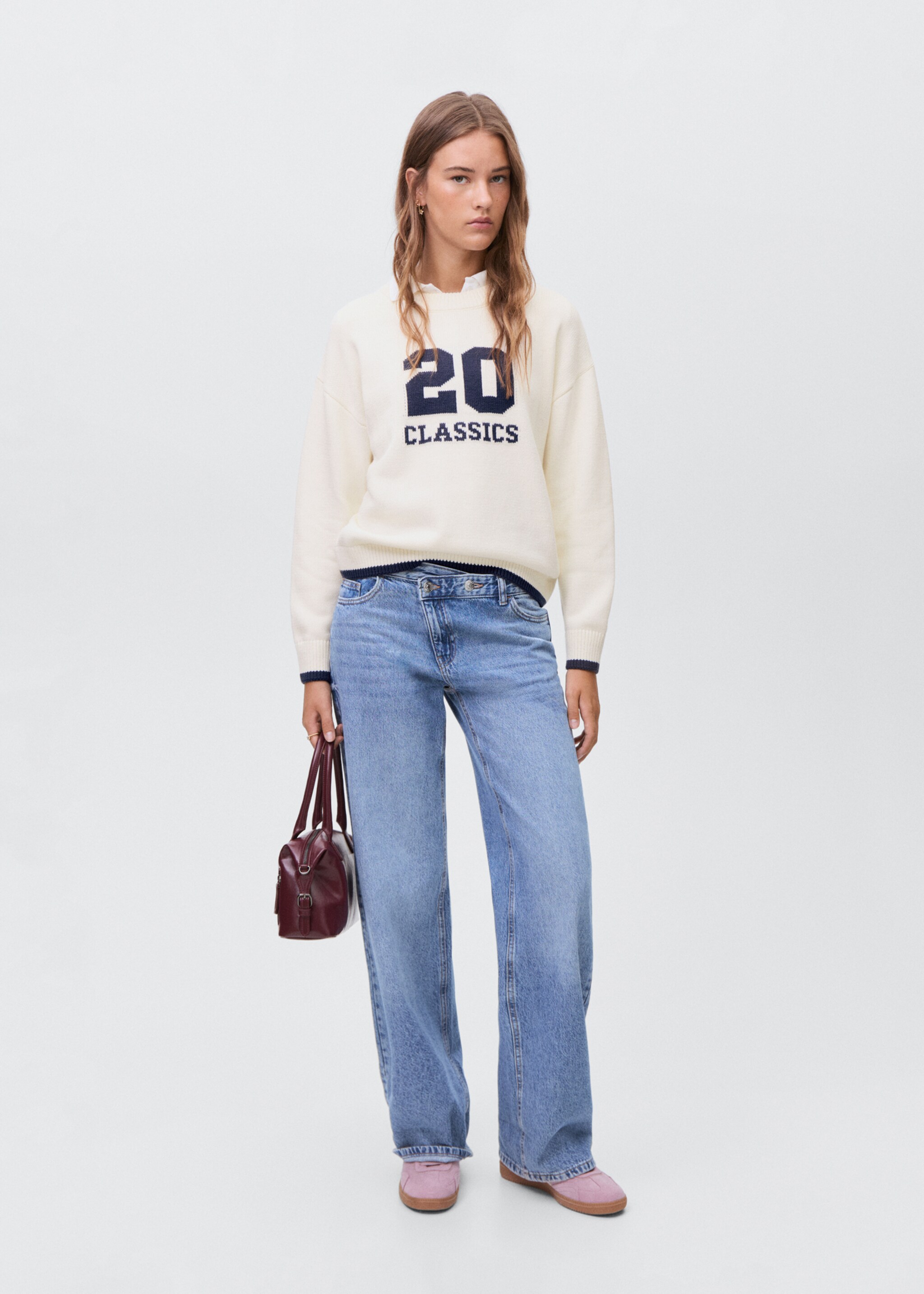 Knit embroidered sweater - General plane, White. Ref: 17005805-00.