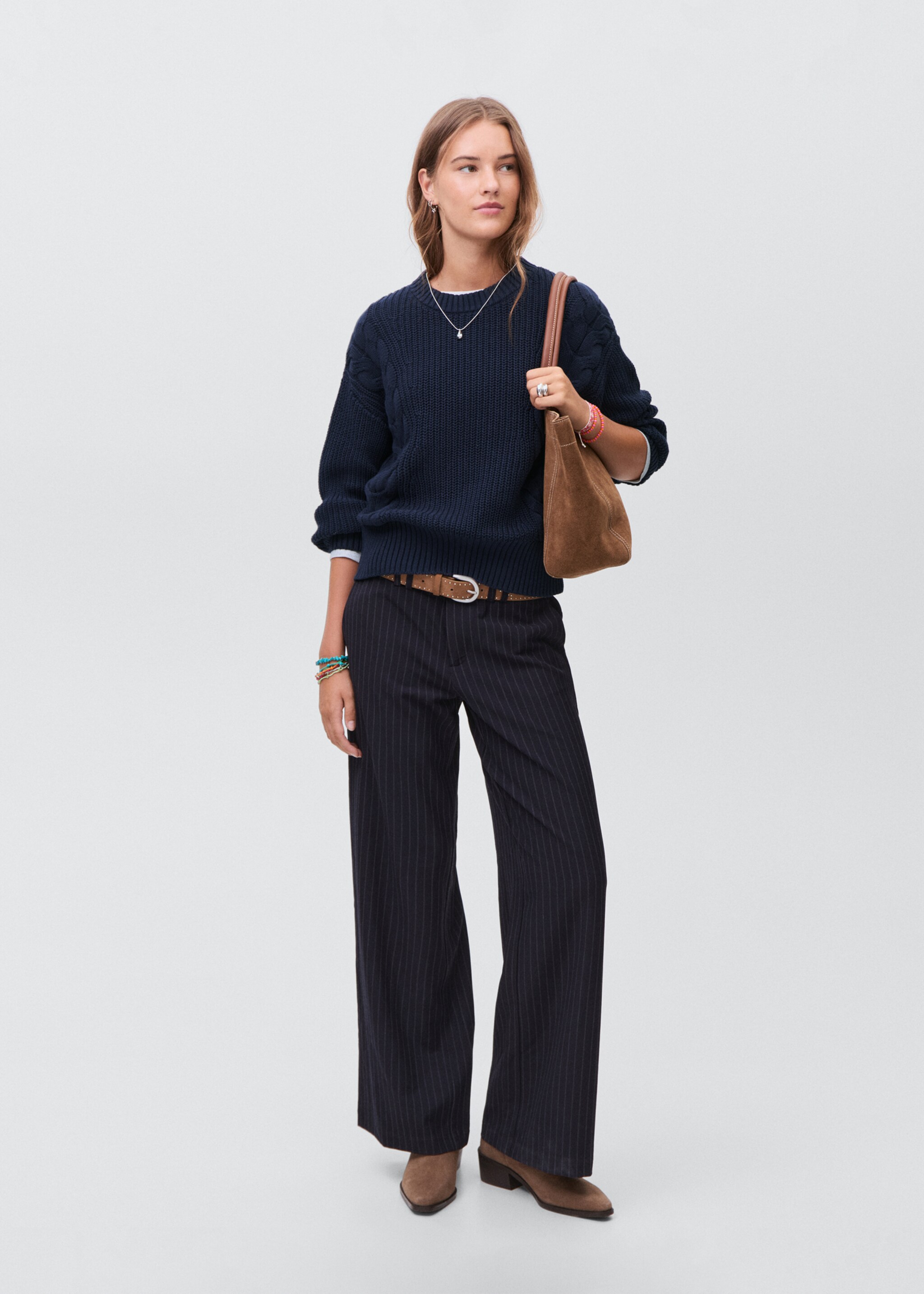 Braided knitted sweater - General plane, Navy. Ref: 17005808-00.